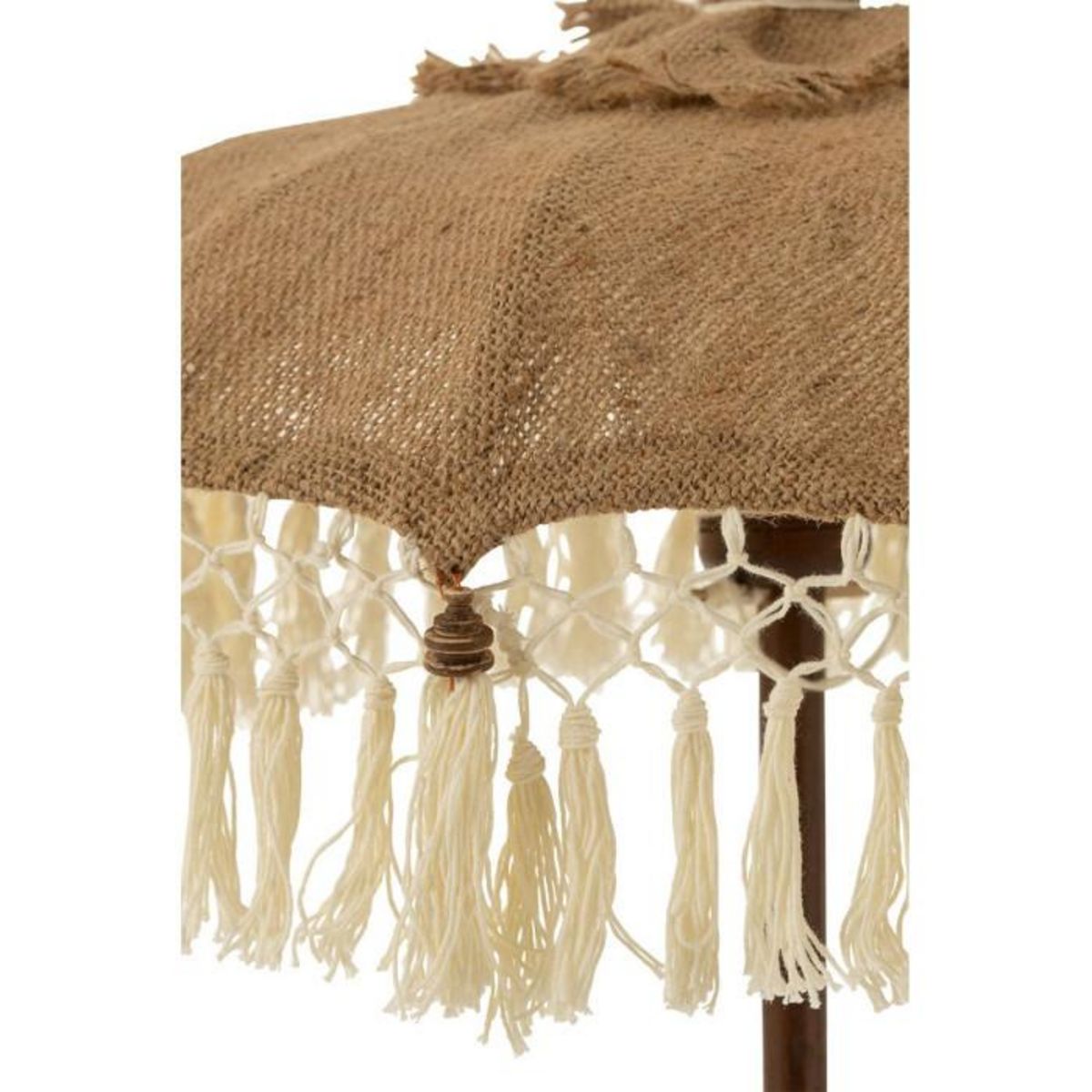 Paris Prix Parasol Déco en Jute  Pompons  87cm Beige