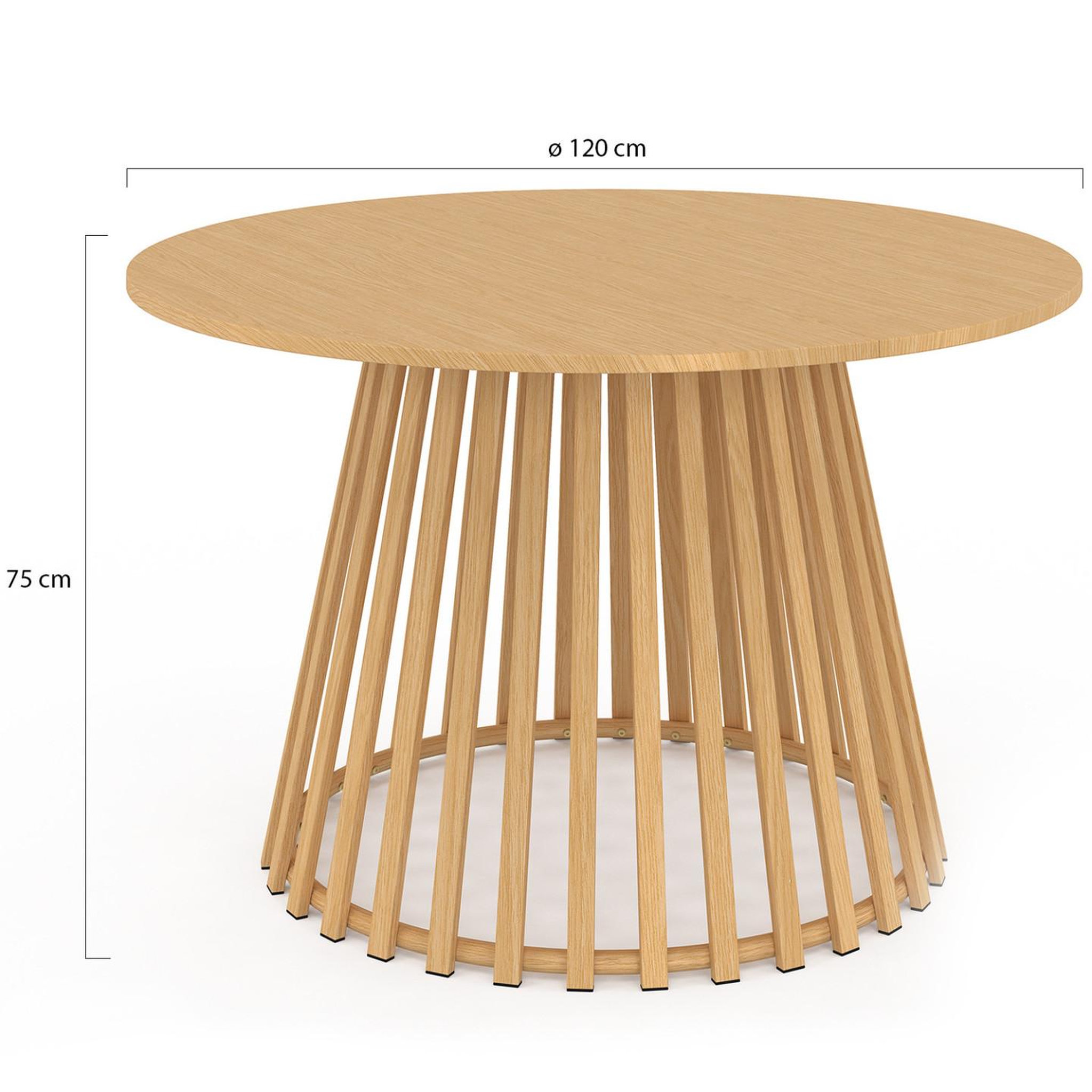 Voir la diapositive 5 : ID MARKET Table de jardin ronde solal 120 cm 6 personnes avec pied lattes en métal effet bois