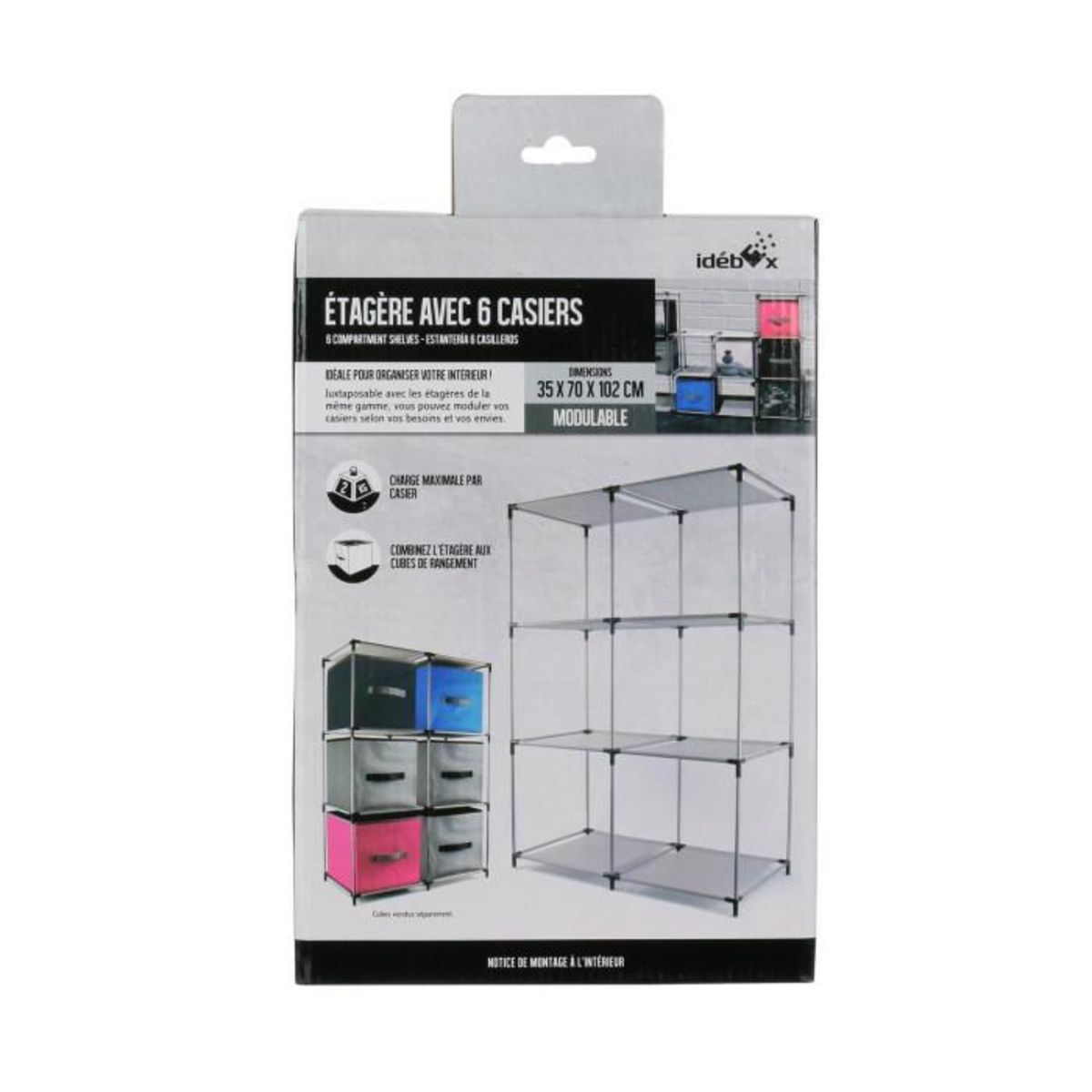 Paris Prix Étagère Design 6 Casiers  Mondo  102cm Gris