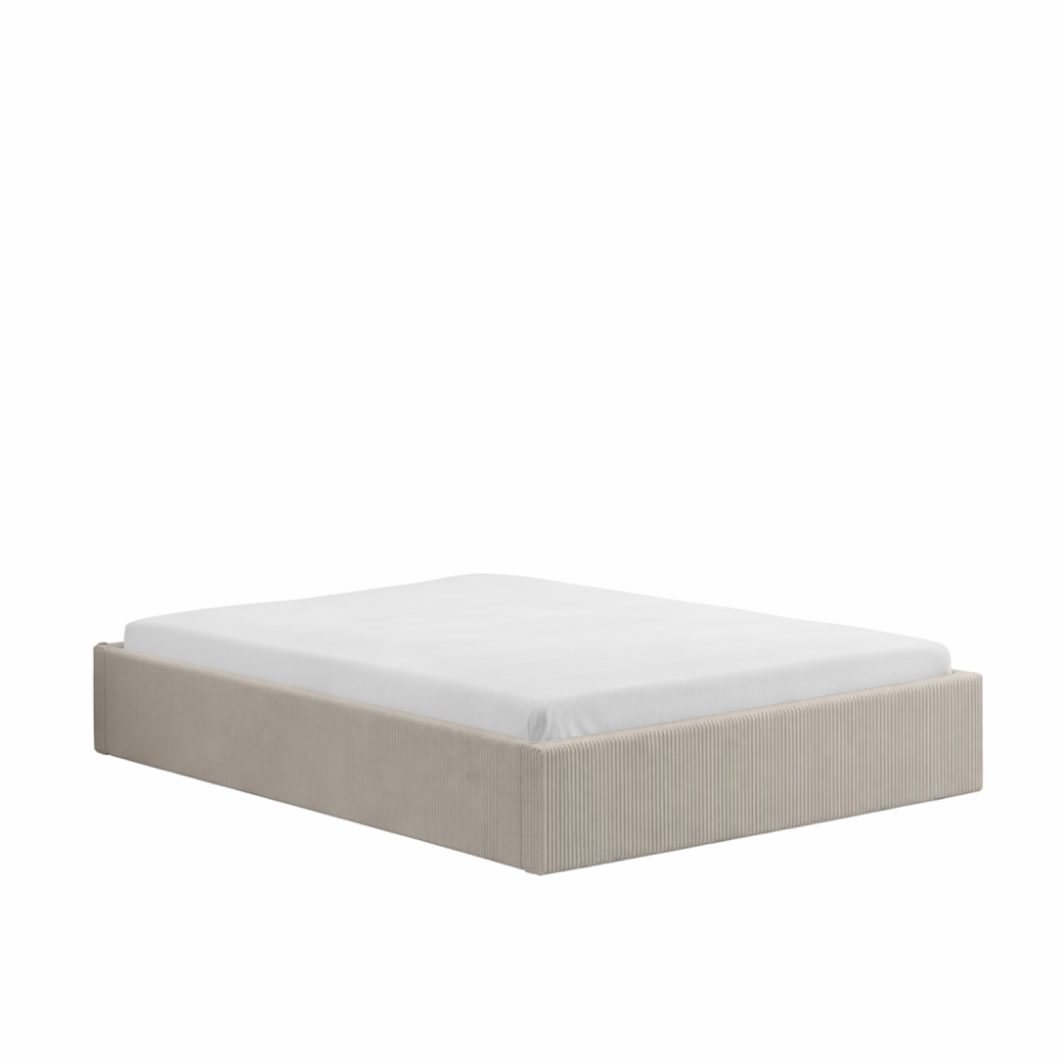 CONCEPT USINE Lit avec coffre de rangement 140x190cm velours côtelé beige AUSTIN