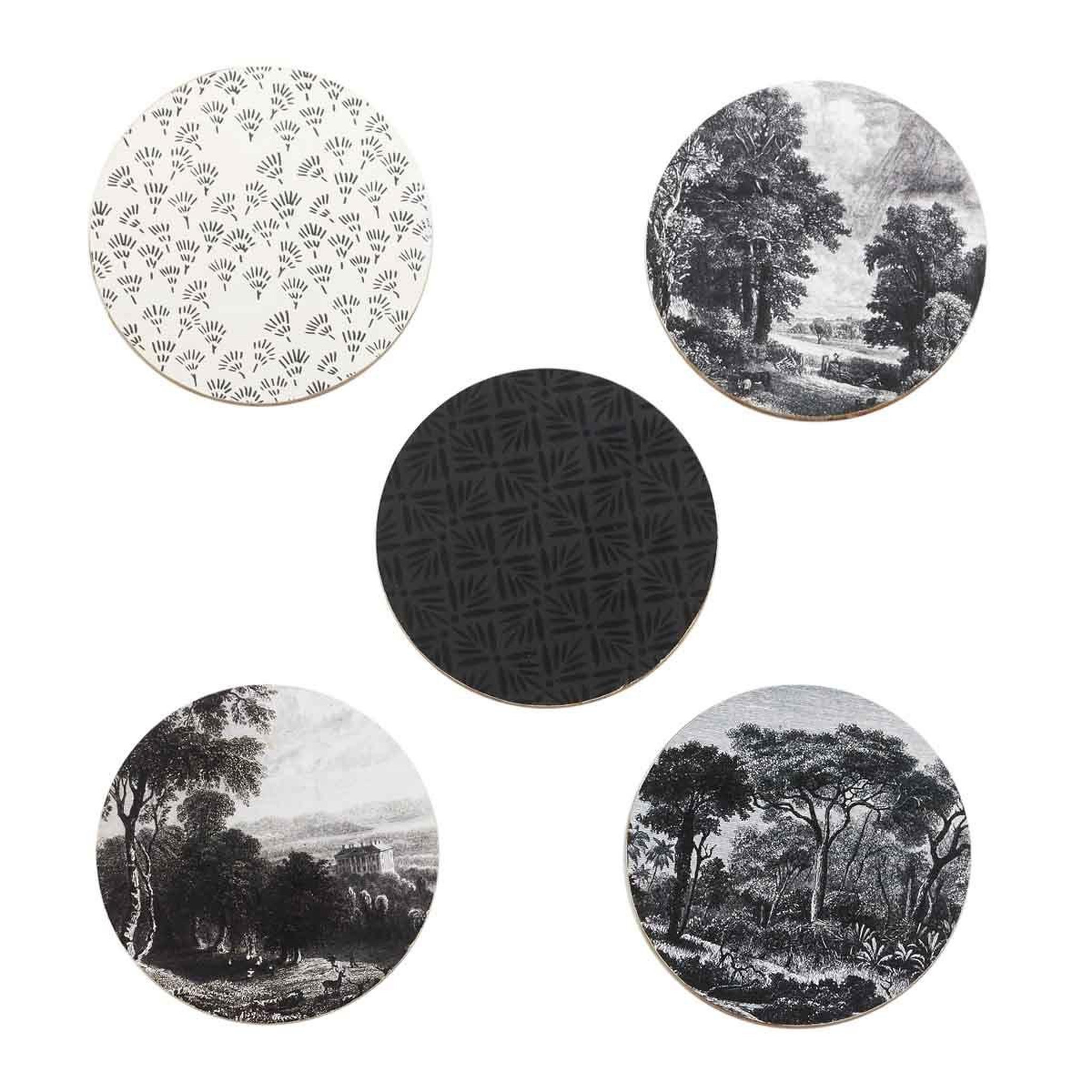 The Home Deco Factory Lot de 6 dessous de verre  black forest  11cm noir