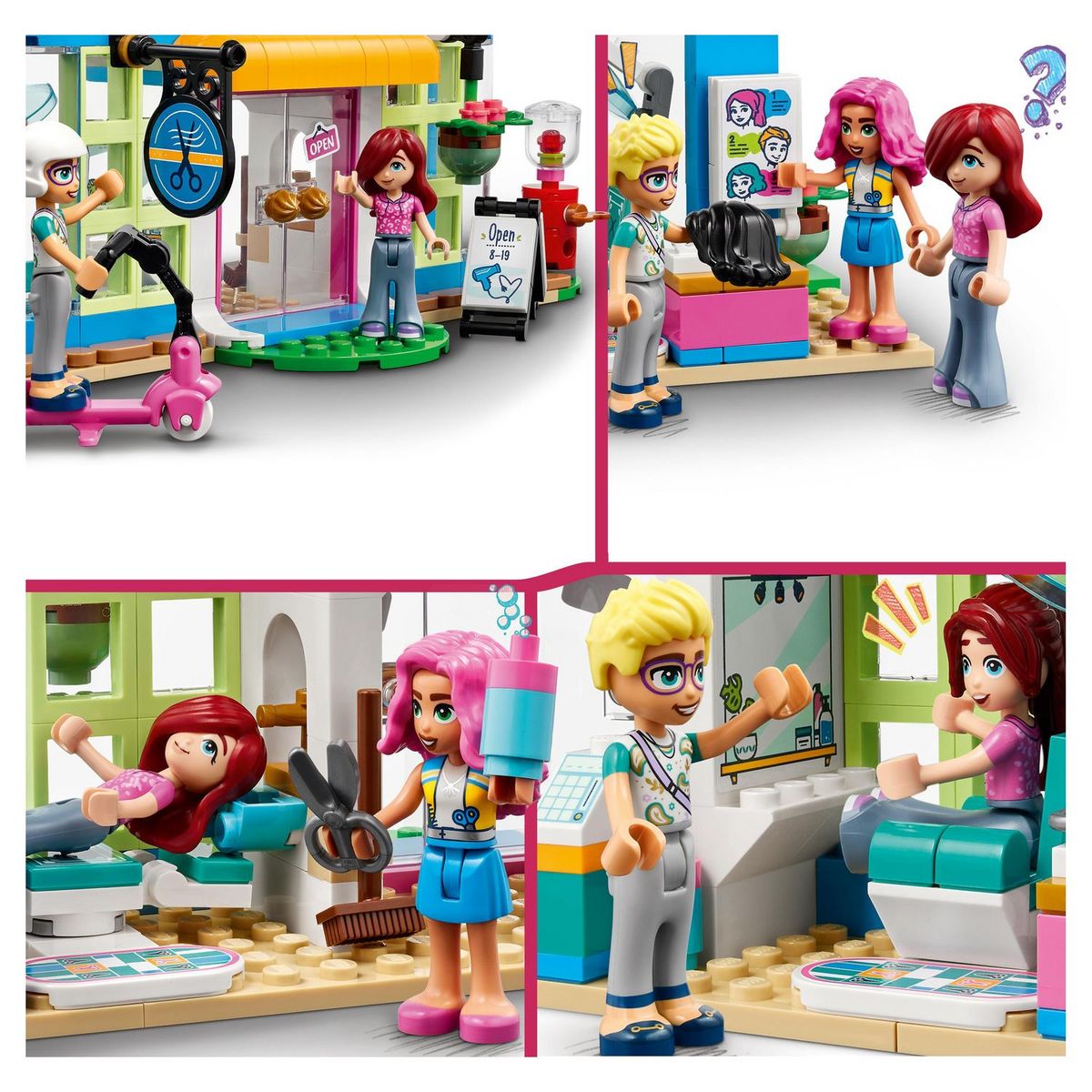 LEGO Friends 41743 Le salon de coiffure, Jouet de Coiffure avec Mini-Poupées 2023 Paisley & Olly, Cheveux et Visage Interchangeables