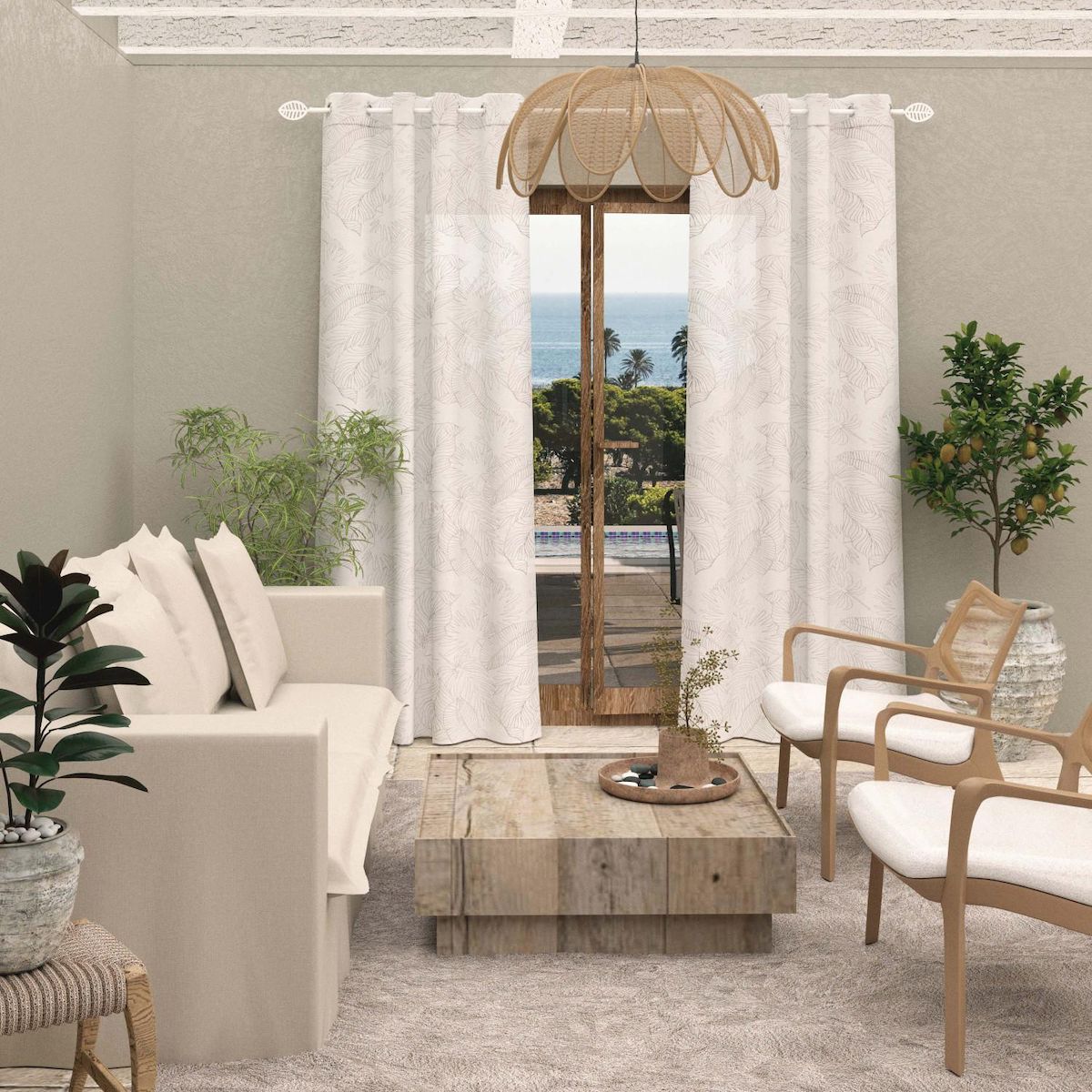 SOLEIL D'OCRE Voile à oeillets 135x250 cm CELIA, par Soleil d'Ocre