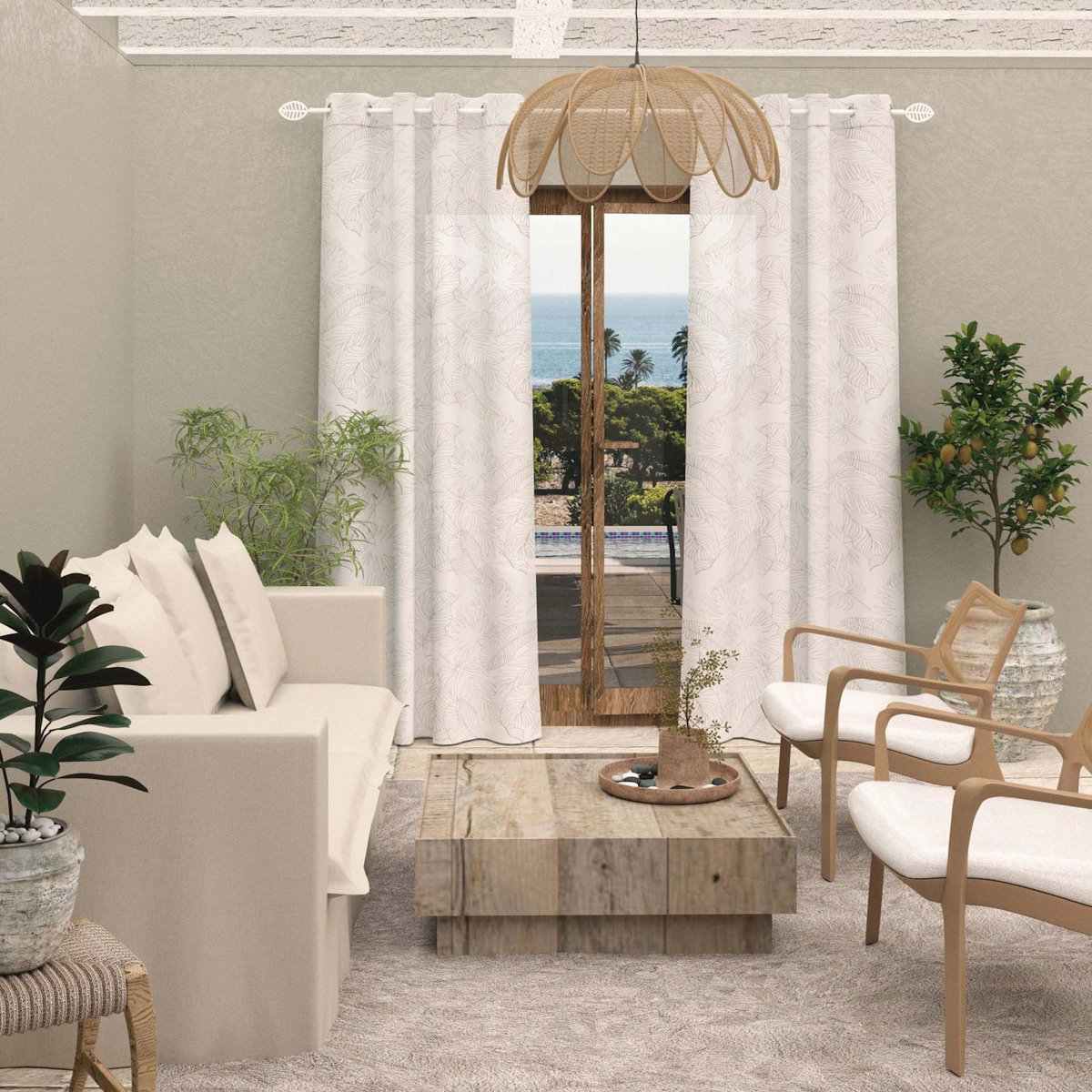 SOLEIL D'OCRE Voile à oeillets 135x250 cm CELIA, par Soleil d'Ocre