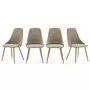 HOMIFAB Lot de 4 chaises en tissu vert pâle, piètement métal effet bois - Vicky