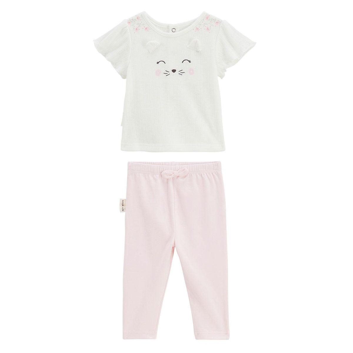 Petit Béguin Ensemble bébé t-shirt en pointelle et legging Badian