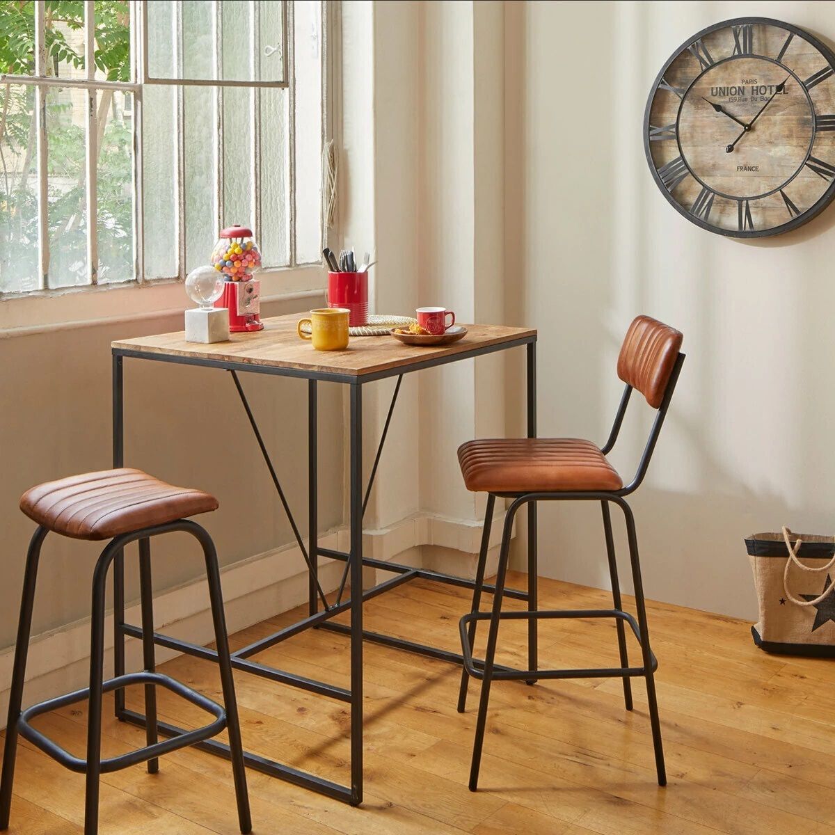 ATMOSPHERA Table de bar mange debout pieds métal L80cm ELEORA
