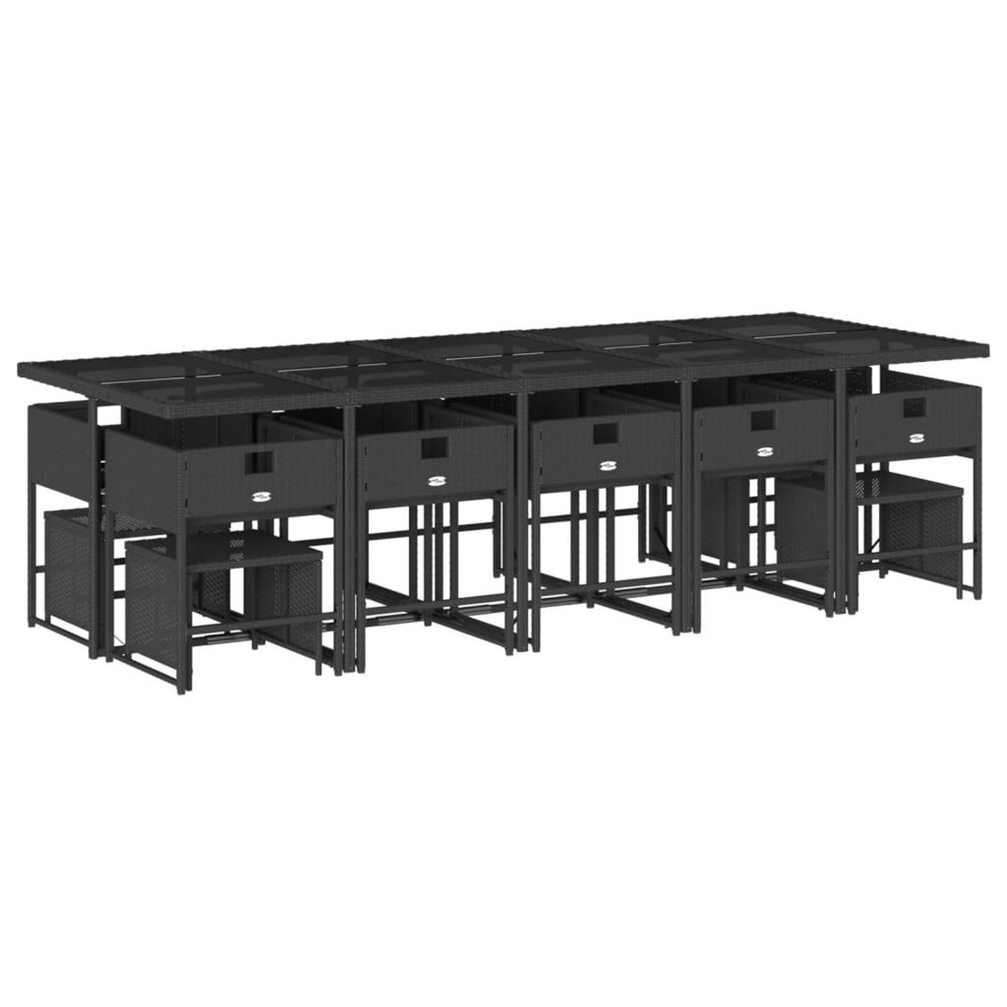 Voir la diapositive 3 : VIDAXL Ensemble a manger de jardin 15 pcs coussins noir resine tressee