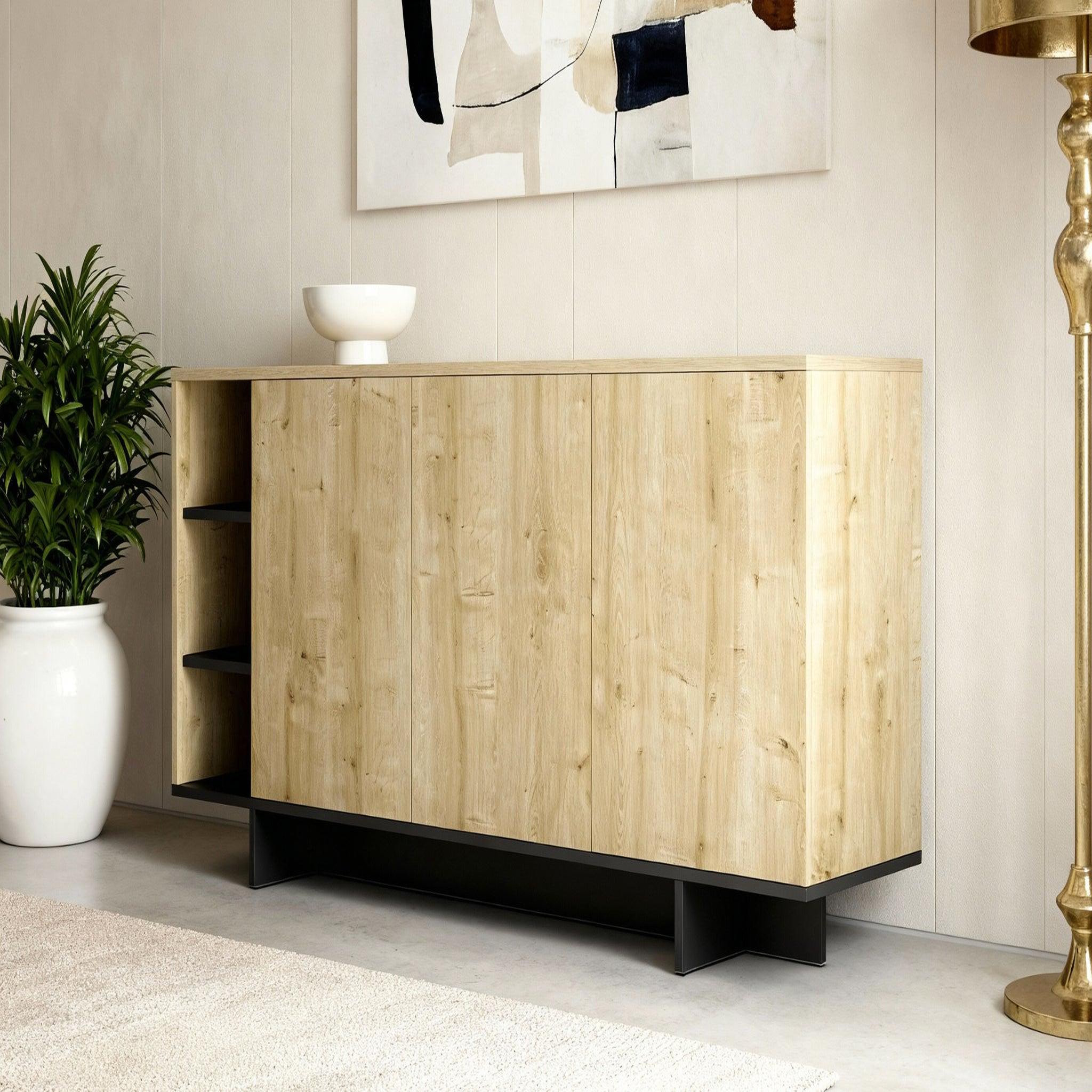 Voir la diapositive 3 : CASANOVA PARIS Calyo - buffet 3 portes 170cm en mélamine