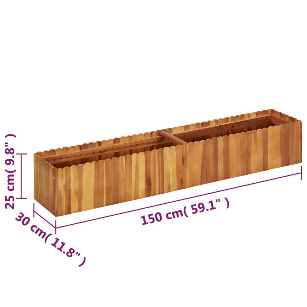 VIDAXL Lit sureleve de jardin 150x30x25 cm Bois massif d'acacia
