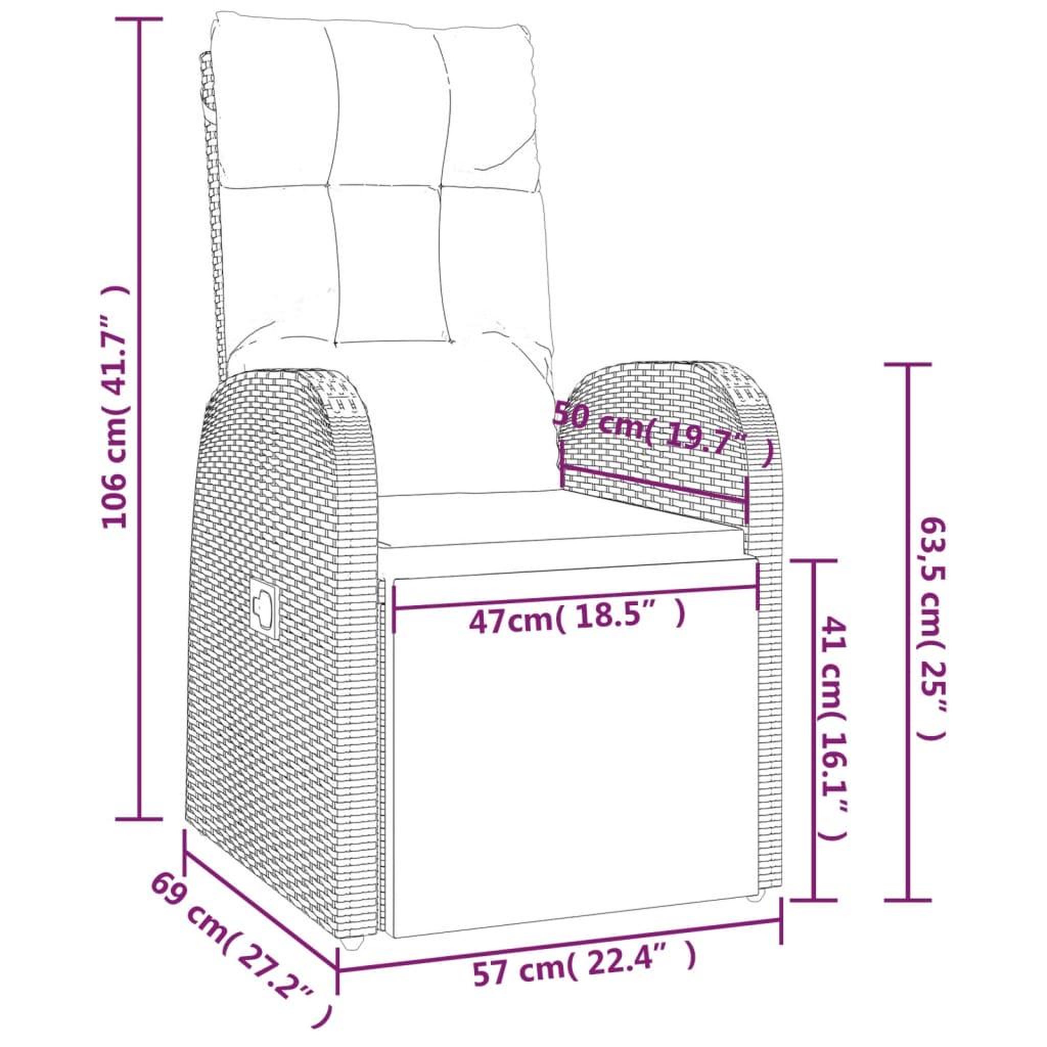 Voir la diapositive 6 : VIDAXL Chaises de jardin inclinables coussins lot de 2 Resine tressee