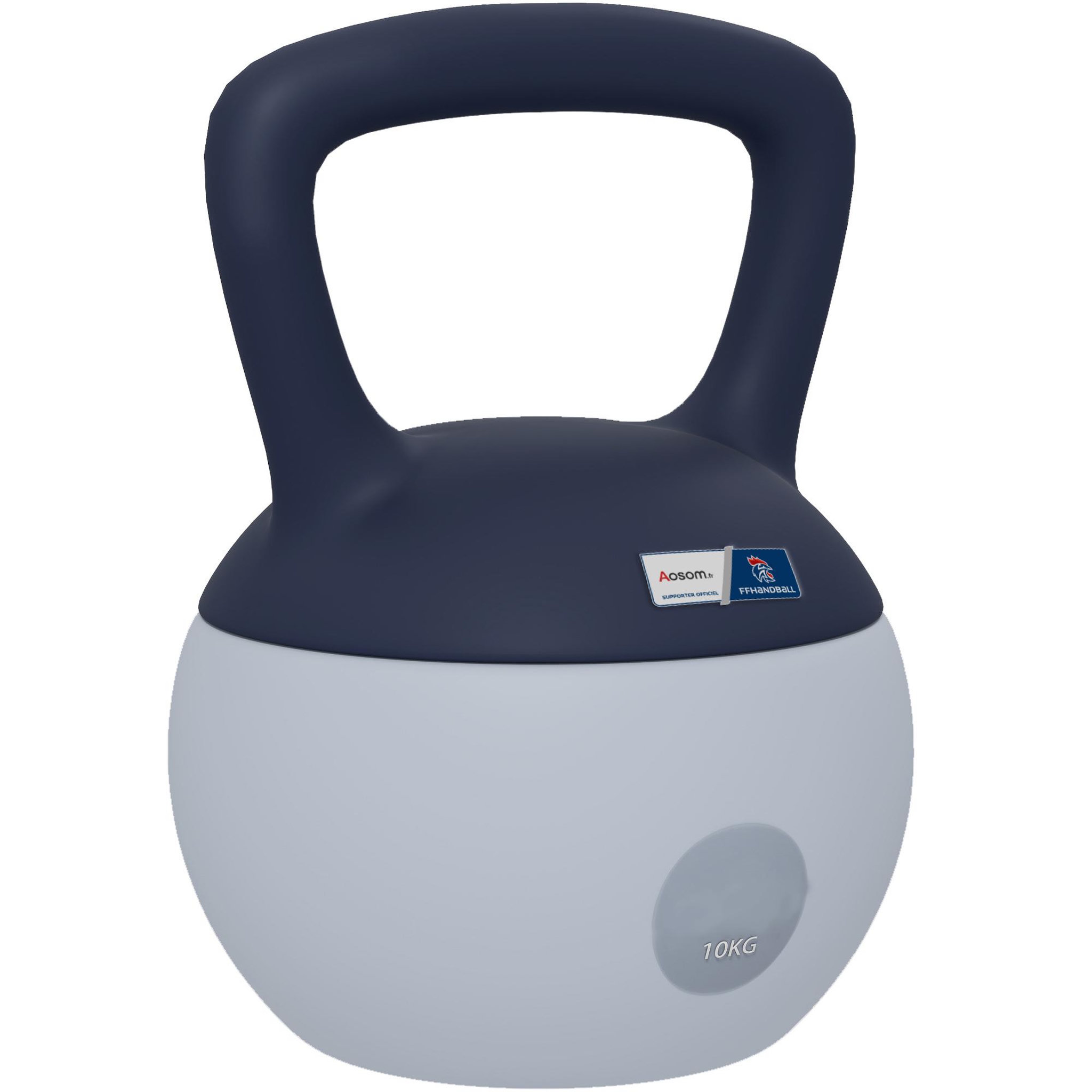 HOMCOM Kettlebell 10 kg collaboration aosom.fr x ffhandball - prise ergonomique - pvc gris jaune