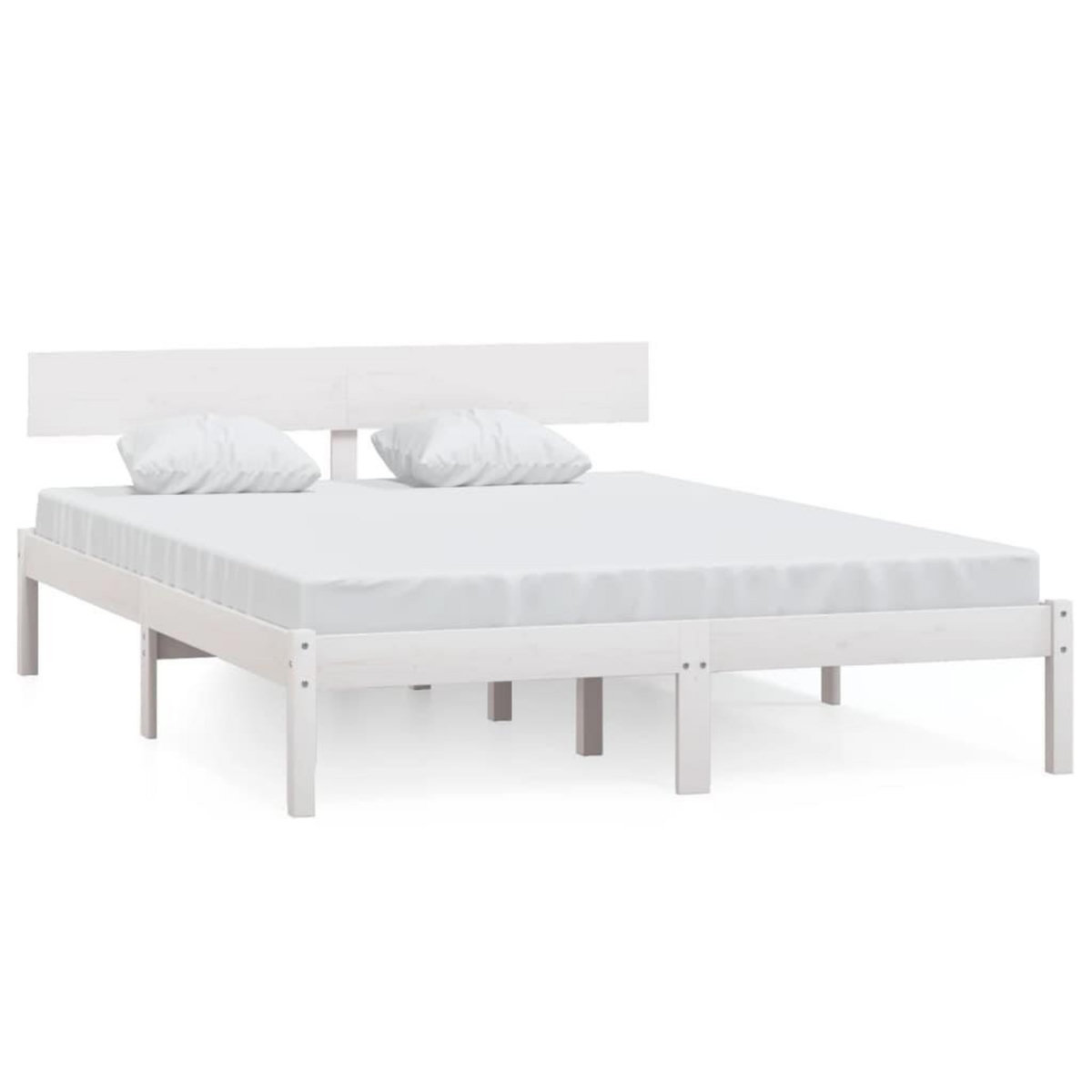 VIDAXL Cadre de lit sans matelas blanc bois massif 160x200 cm