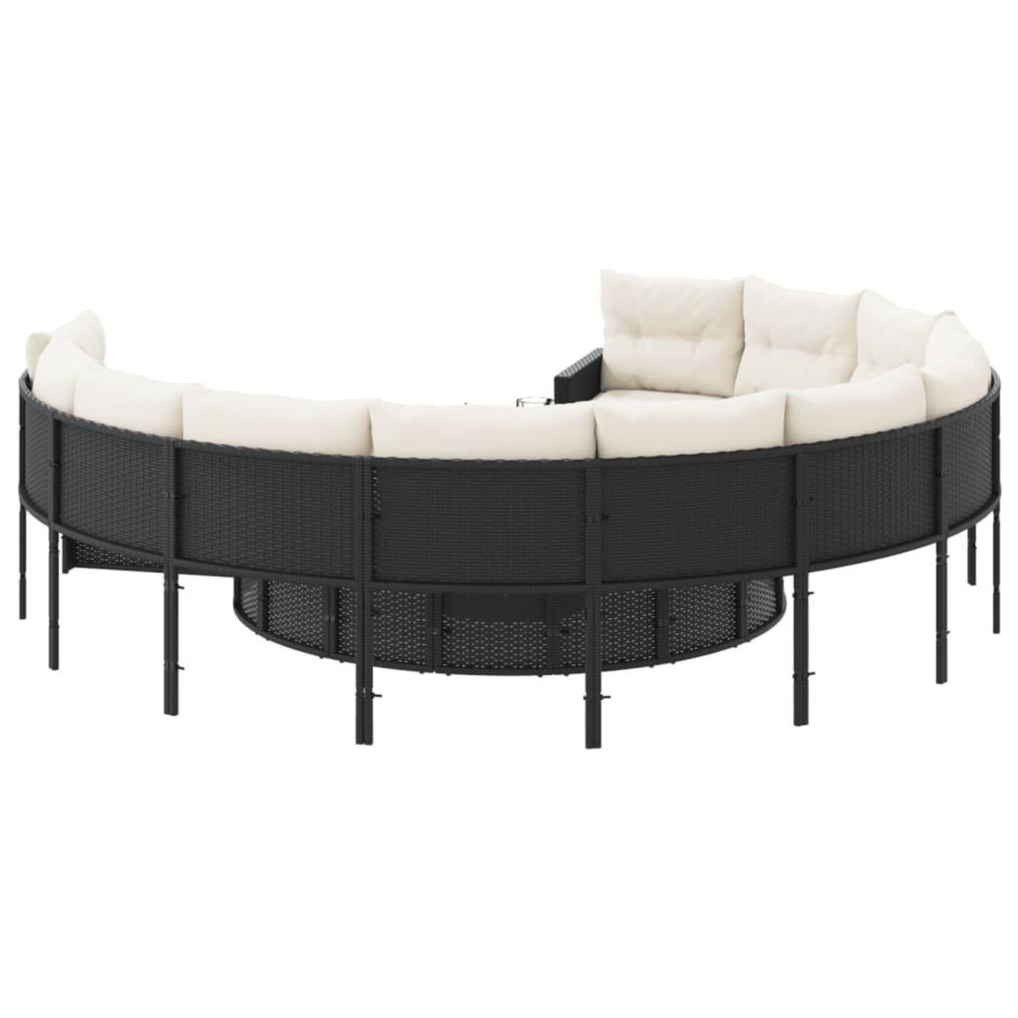 Voir la diapositive 5 : VIDAXL Canape de jardin avec coussins rond noir resine tressee