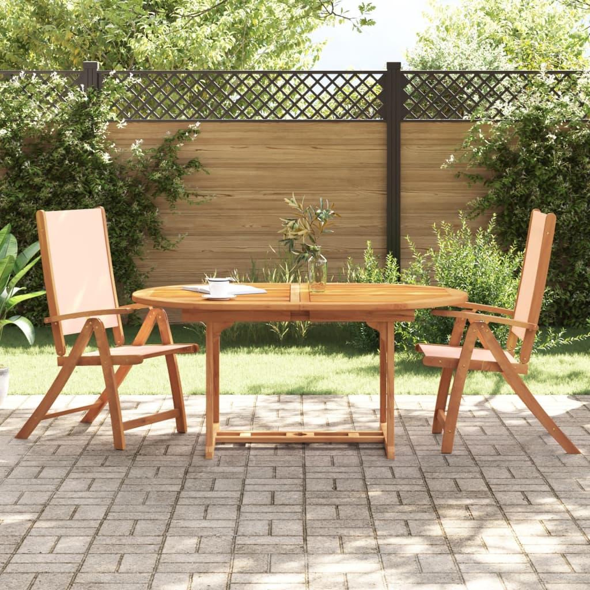 VIDAXL Chaises pliables de jardin lot de 2 bois d'acacia et textilene