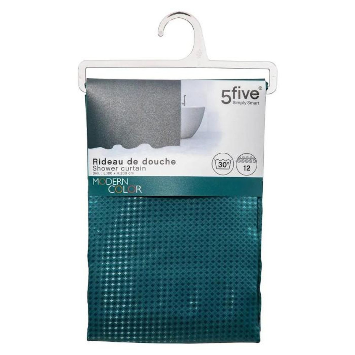 FIVE Rideau de Douche  Modern  180x200cm Pétrole