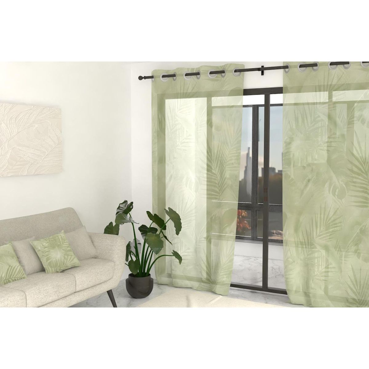 SOLEIL D'OCRE Voile à oeillets imprimé 135x250 cm GOYA, par Soleil d'Ocre