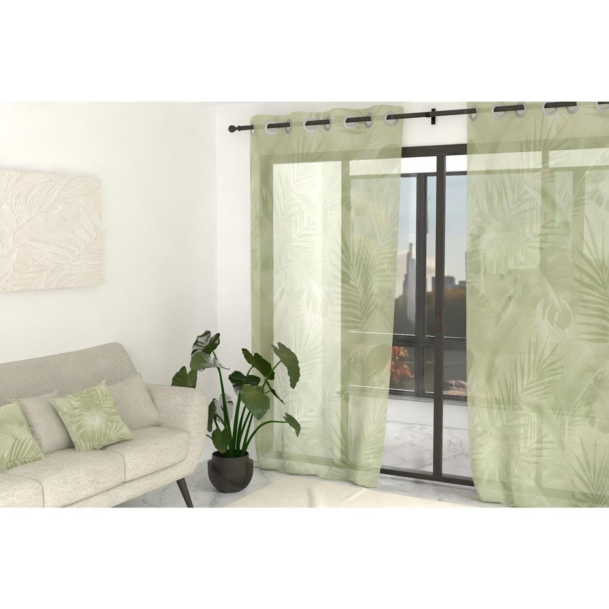 SOLEIL D'OCRE Voile à oeillets imprimé 135x250 cm GOYA, par Soleil d'Ocre