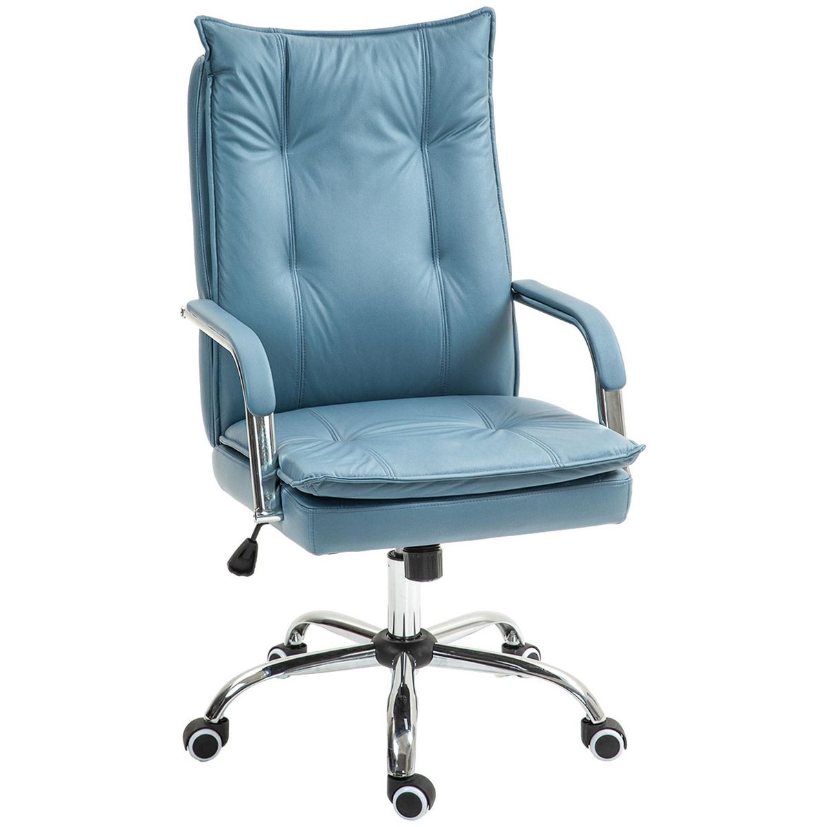 HOMCOM Chaise de bureau manager ergonomique design contemporain métal chromé tissu technique bleu