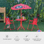 Voir la diapositive 4 : OUTSUNNY Ensemble salon de jardin enfant 4 pcs design coccinelle - table ronde + 2 chaises pliables + parasol - métal époxy oxford rouge