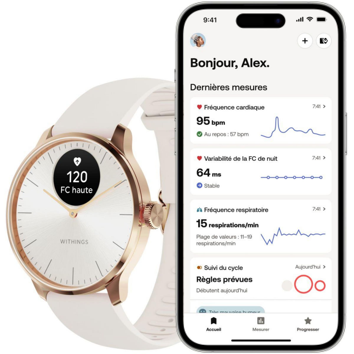 WITHINGS Montre santé Scanwatch Light Rose Gold