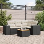 VIDAXL Salon de jardin 5 pcs avec coussins noir resine tressee