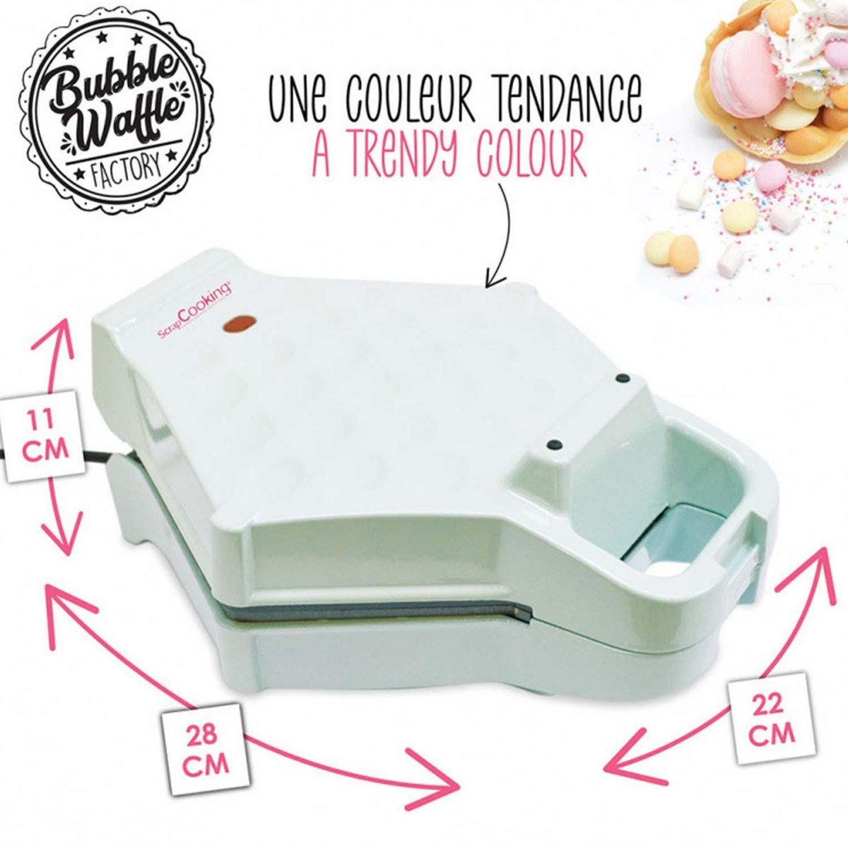 SCRAPCOOKING Machine à Bubble Waffle et préparation pour gaufres 450 g