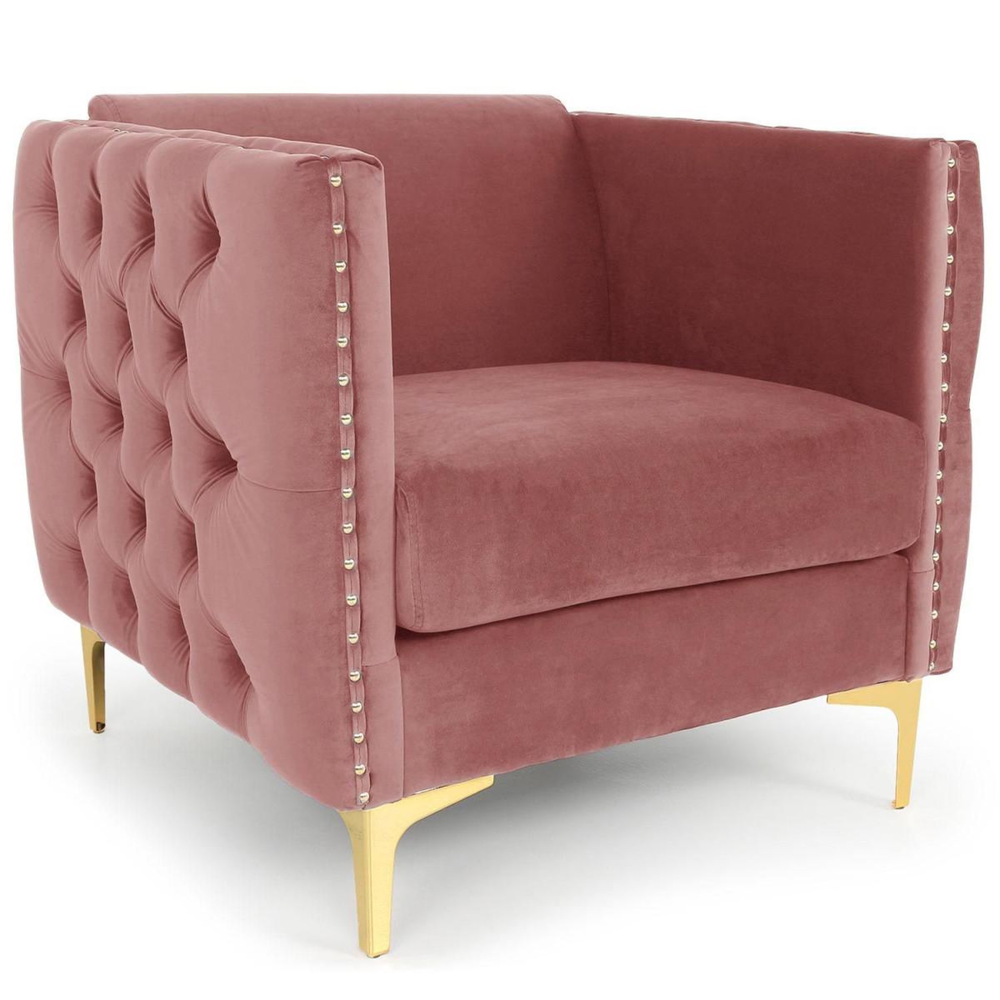 Paris Prix Fauteuil design en velours  suez  83cm rose