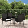 Voir la diapositive 1 : VIDAXL Ensemble a manger de jardin coussins 5pcs Noir Resine tressee
