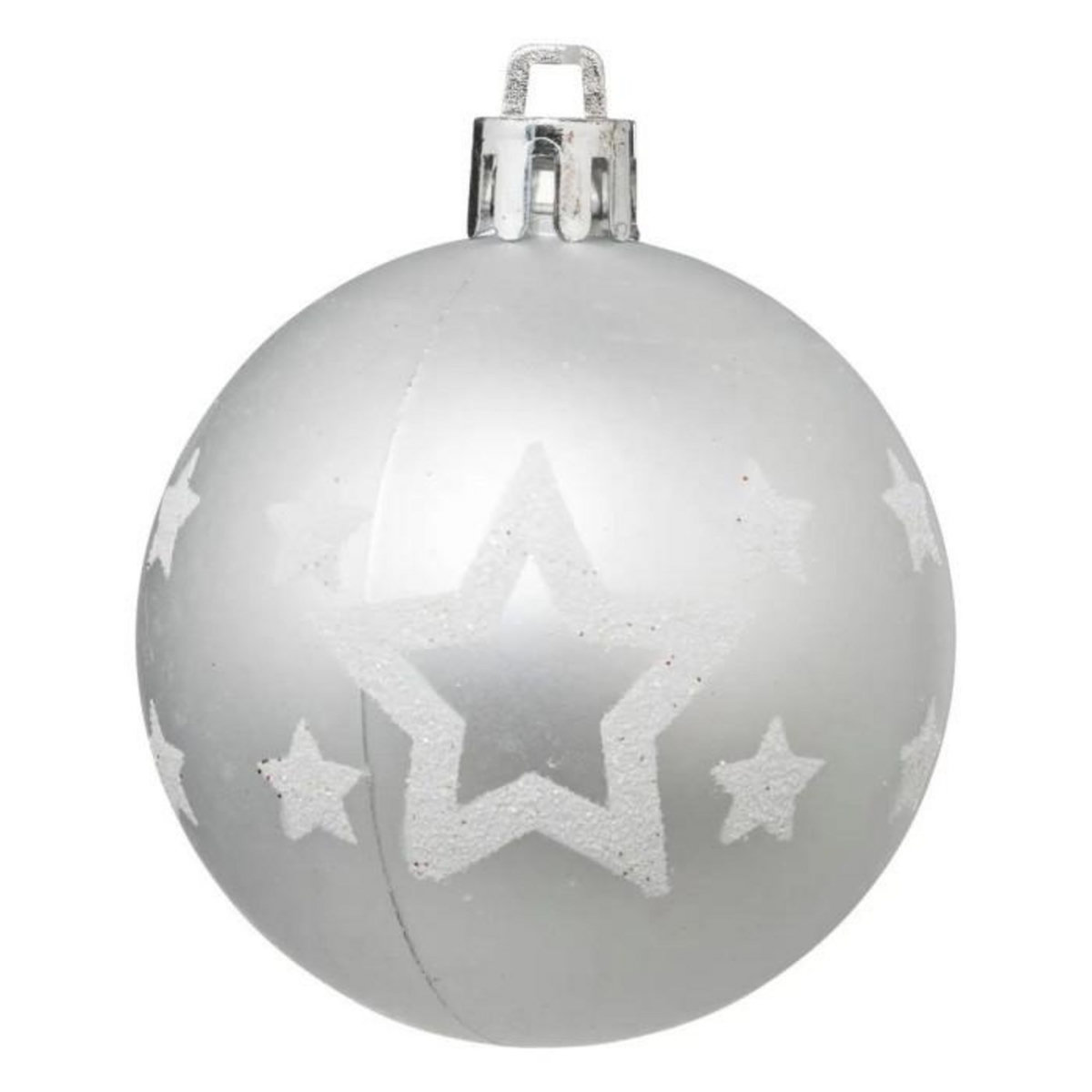 ATMOSPHERA Lot de 25 Boules de Noël  Maison des Couleurs  6cm Argent & Blanc