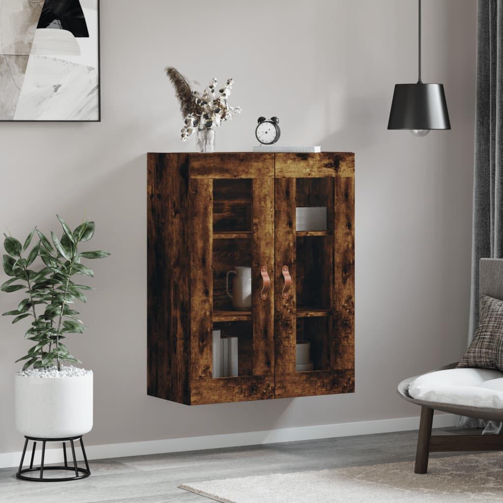 Voir la diapositive 3 : VIDAXL Armoire murale chene fume 69,5x34x90 cm