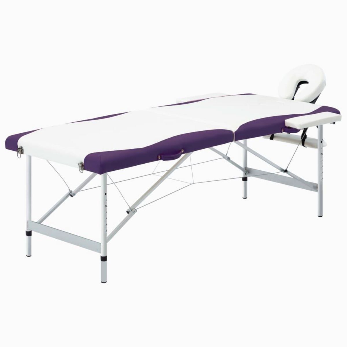 VIDAXL Table de massage pliable 2 zones Aluminium Blanc et violet