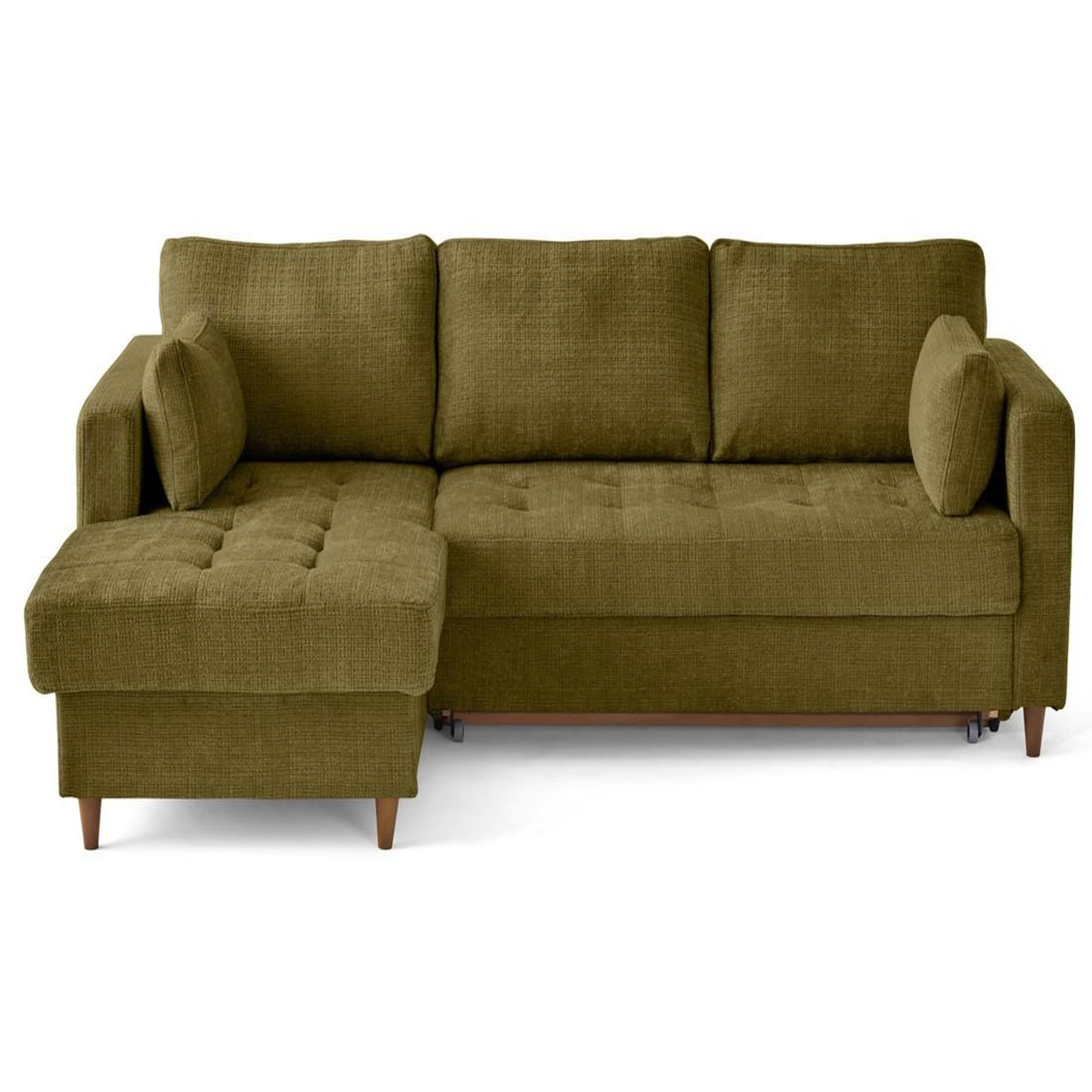 Voir la diapositive 1 : BEST MOBILIER Anna - canapé d'angle gauche 4 places convertible avec coffre en velours texturé