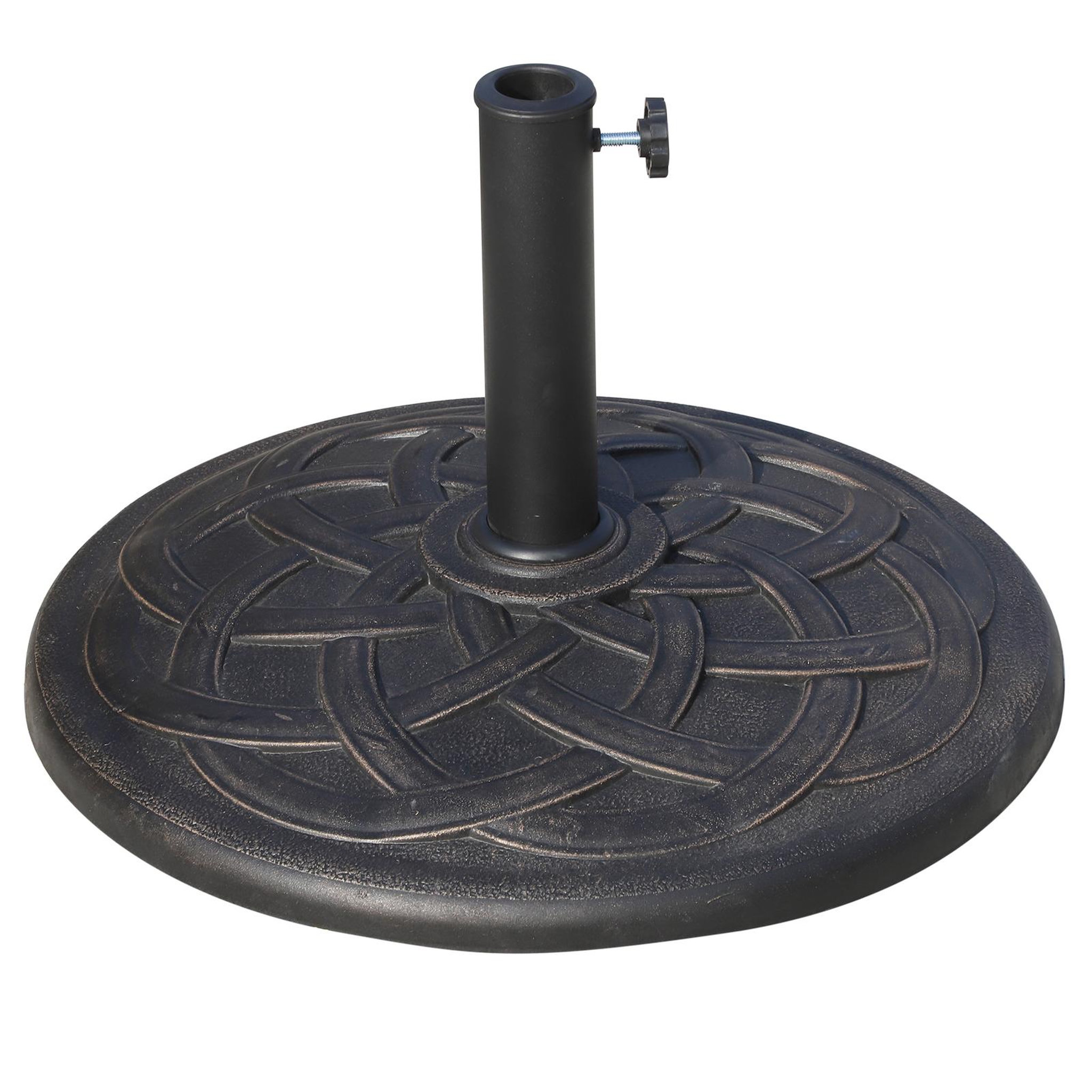 Voir la diapositive 1 : HOMCOM Pied de parasol base de lestage de parasol rond résine imitation fonte motif rosace diamètre 57 cm poids net 19 Kg