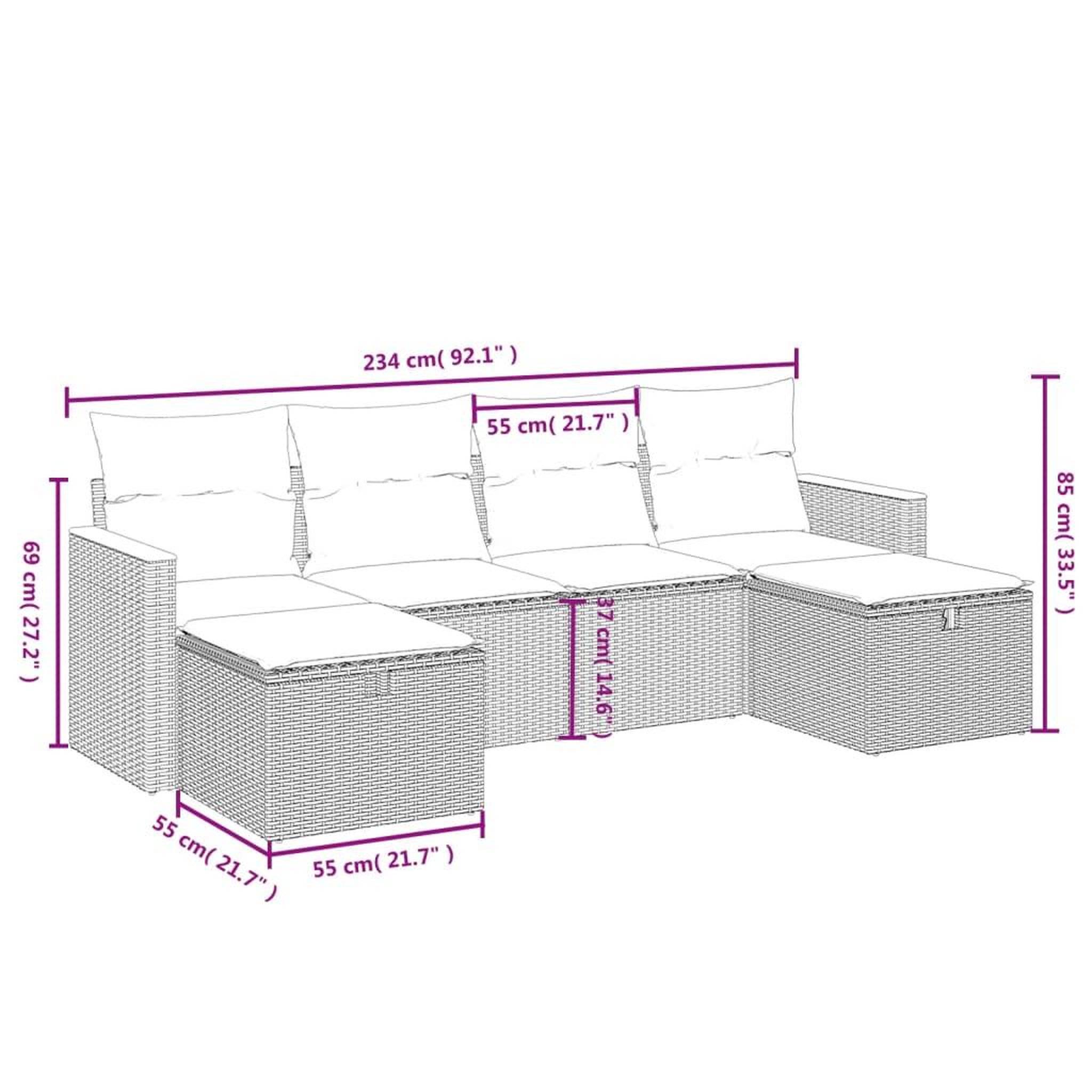 Voir la diapositive 5 : VIDAXL Salon de jardin 6 pcs avec coussins noir resine tressee