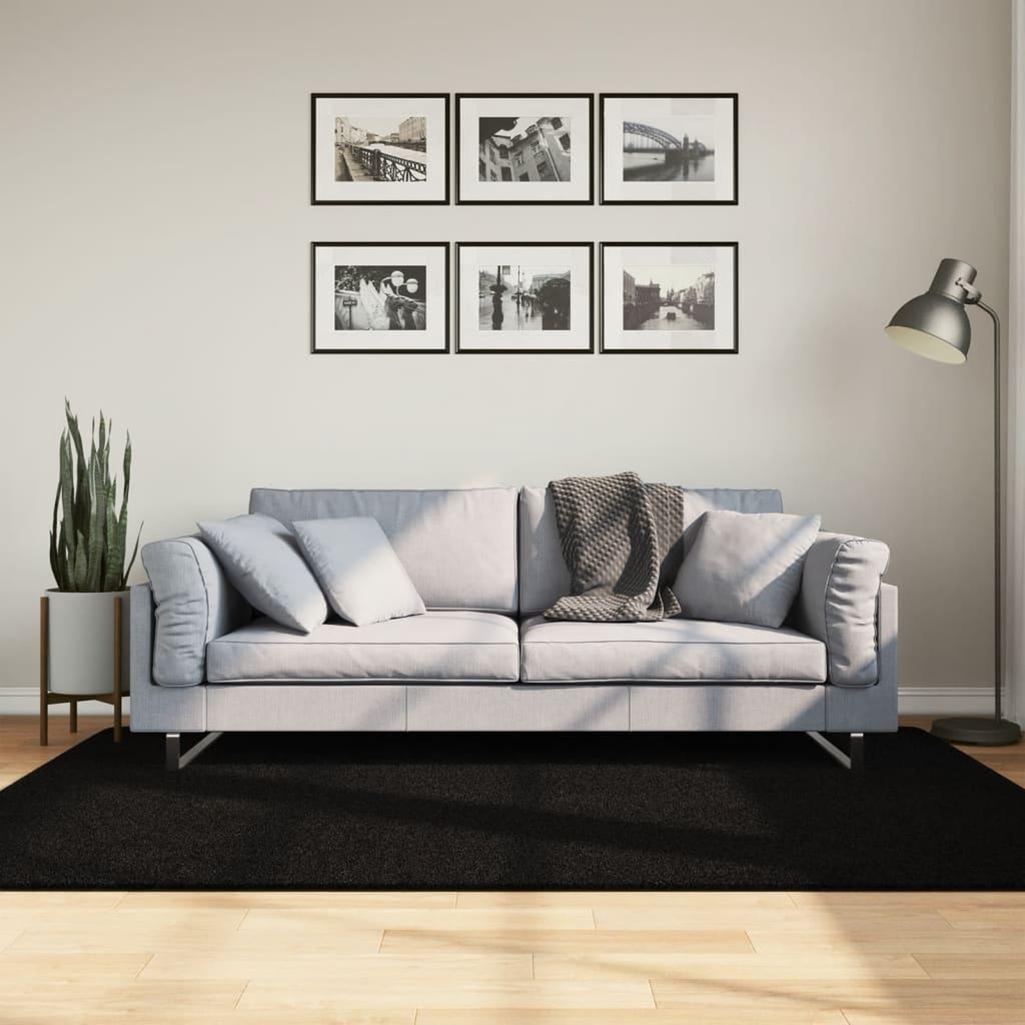 VIDAXL Tapis HUARTE a poils courts doux et lavable noir 140x200 cm