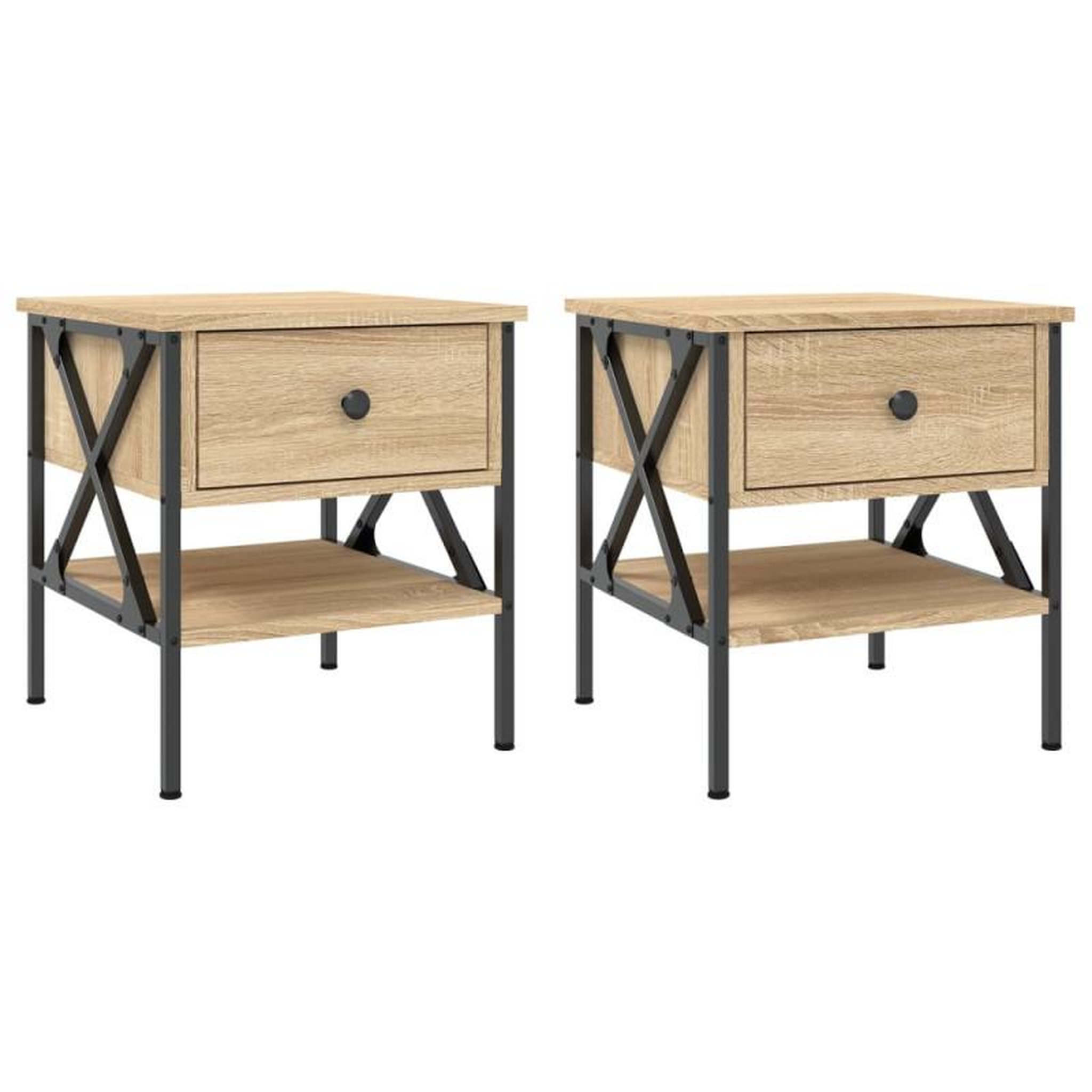 Voir la diapositive 2 : VIDAXL Tables de chevet 2 pcs chêne sonoma 40x42x45 cm bois ingénierie