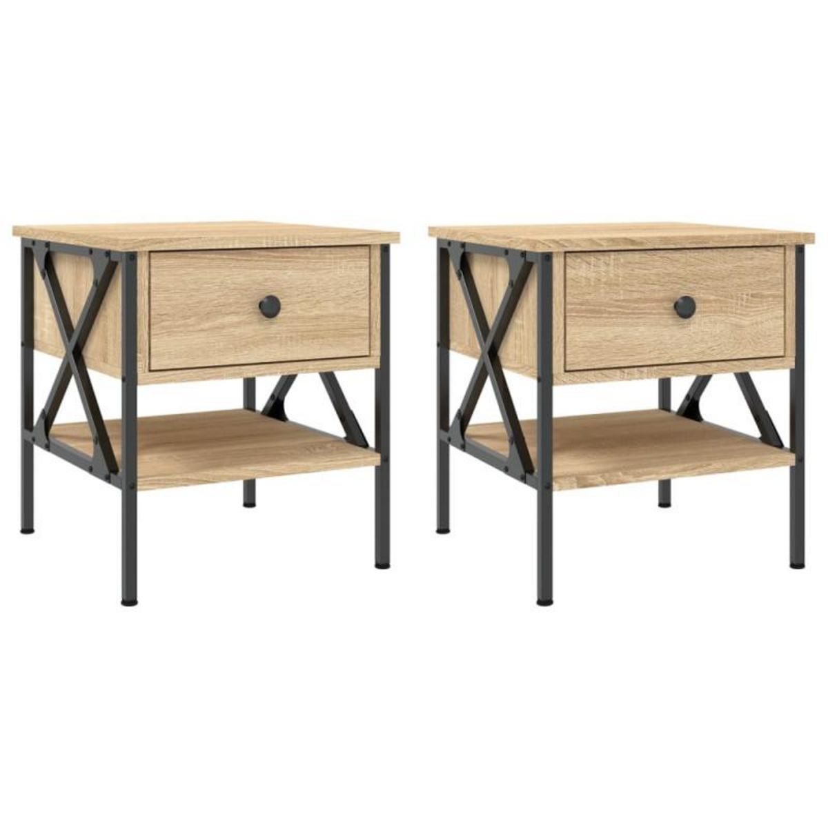 VIDAXL Tables de chevet 2 pcs chêne sonoma 40x42x45 cm bois ingénierie