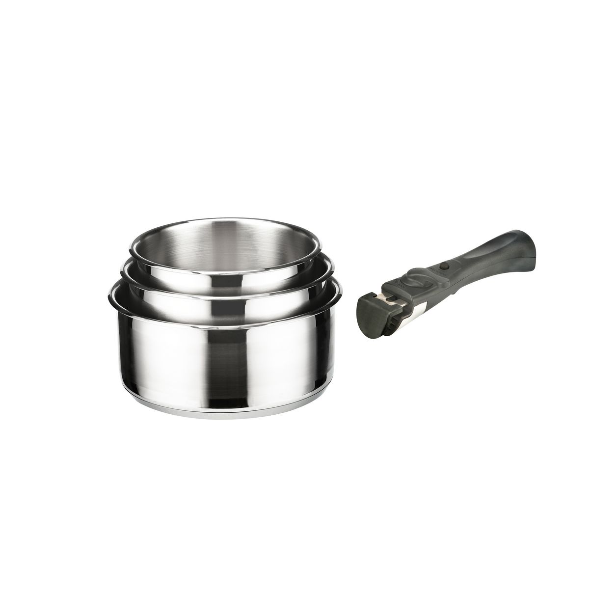 MARC VEYRAT Set de 3 casseroles inox 16-18-20 cm + 1 poignée amovible MARC VEYRAT