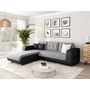 Voir la diapositive 1 : Canapé d'angle gauche convertible CLELIA, 4 places, tissu microfibre gris PU blanc ou noir