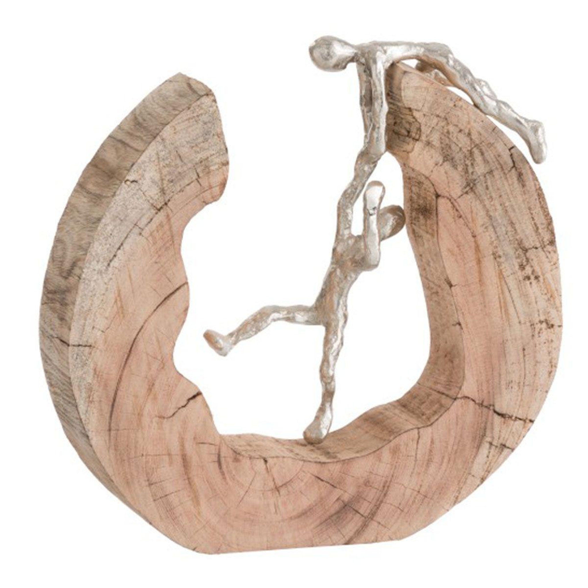 J-LINE Statuette Déco  Binôme  38cm Naturel & Argent