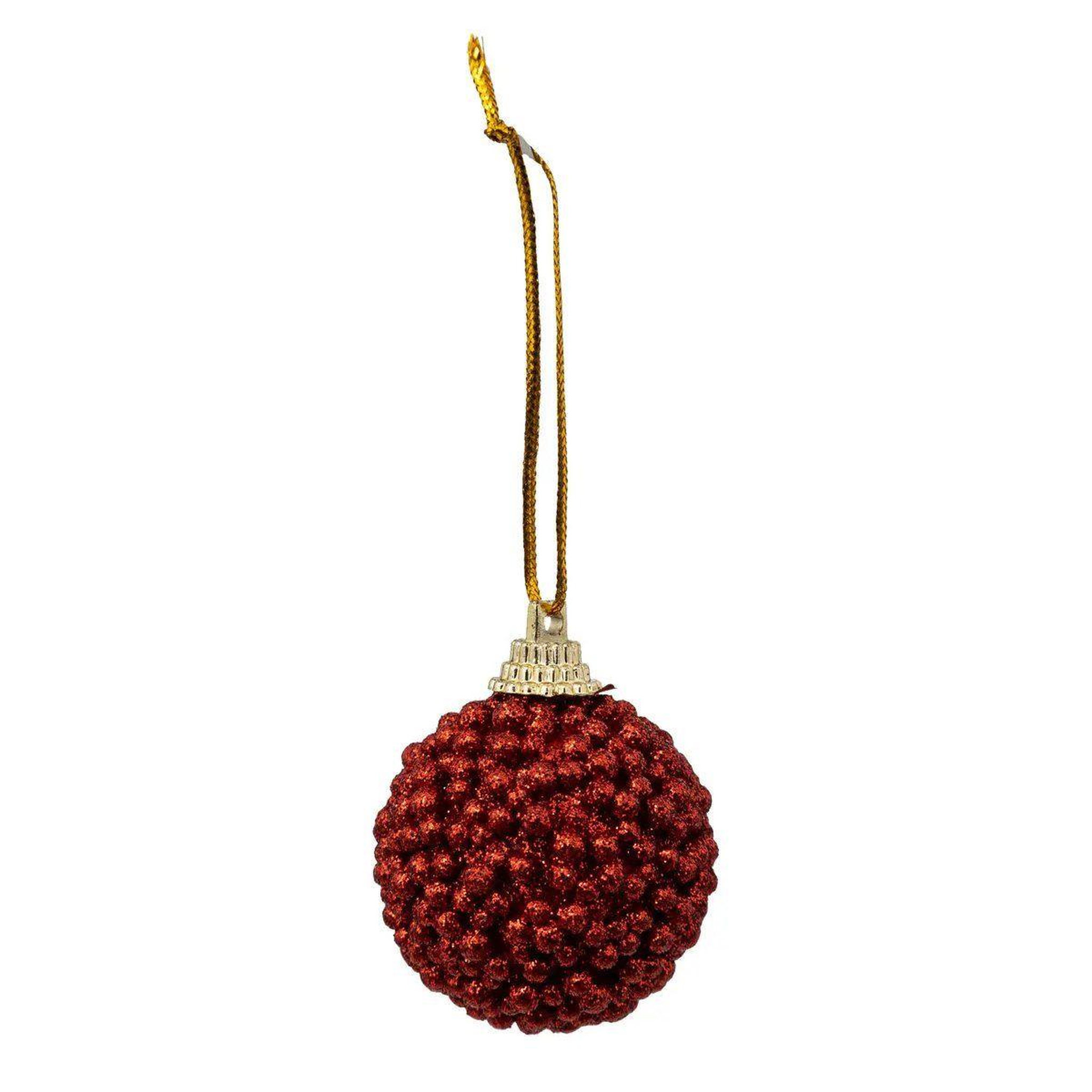 Voir la diapositive 2 : ATMOSPHERA Lot de 10 boules de noël  petites billes  4cm rouge