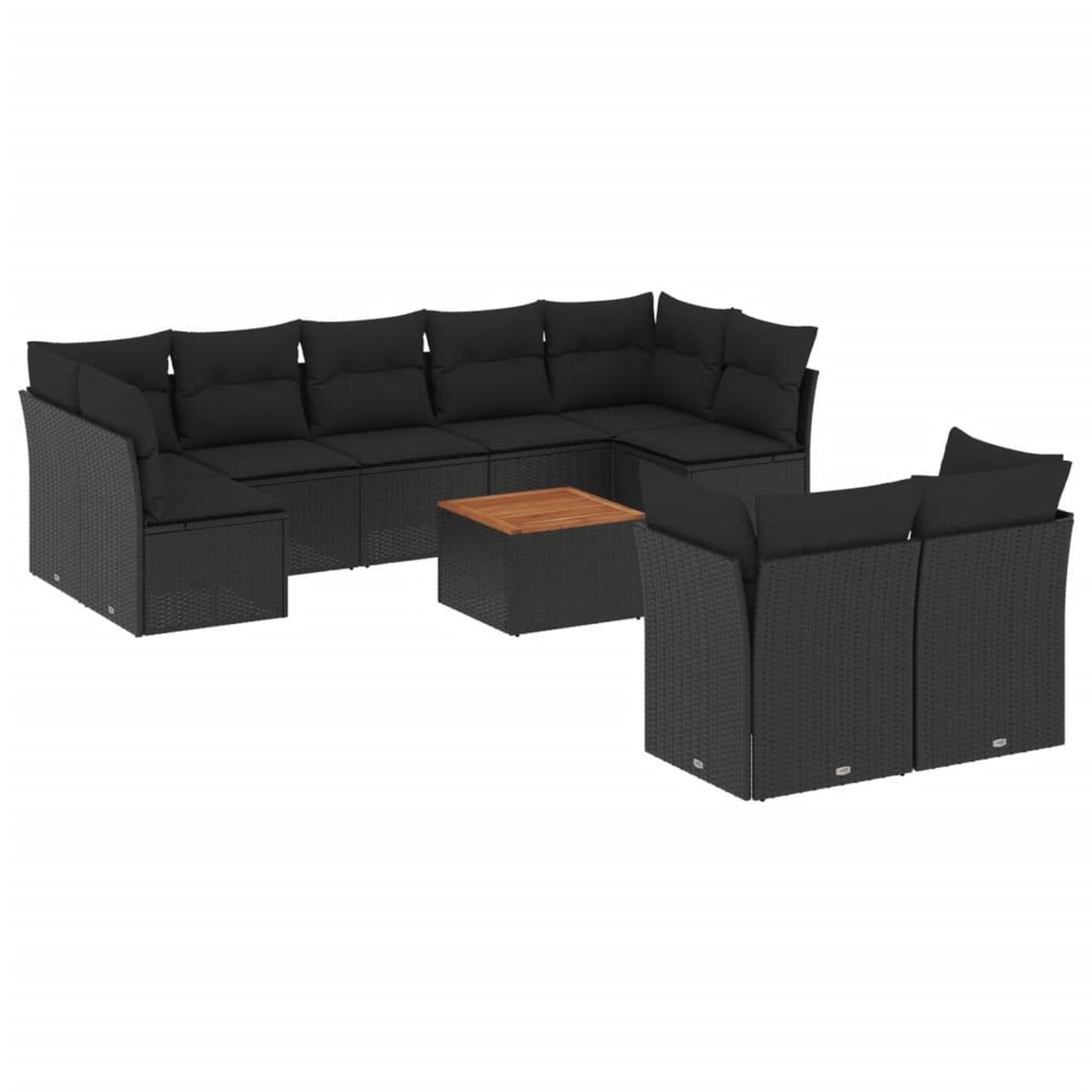 Voir la diapositive 2 : VIDAXL Salon de jardin 10 pcs avec coussins noir resine tressee