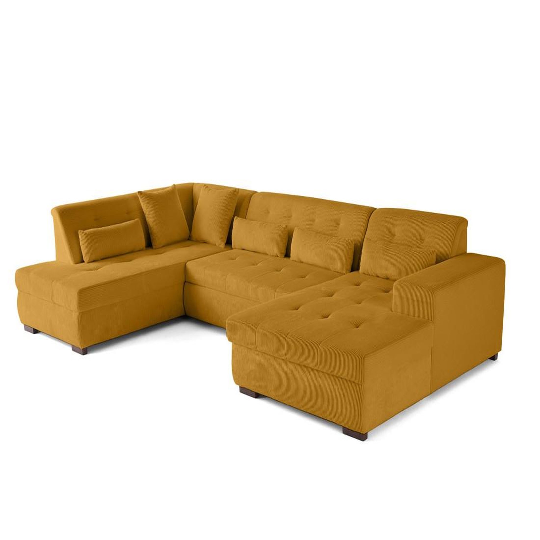 Voir la diapositive 2 : LISA DESIGN Vermont - canapé panoramique d'angle gauche - 7 places - convertible avec coffre - en velours côtelé