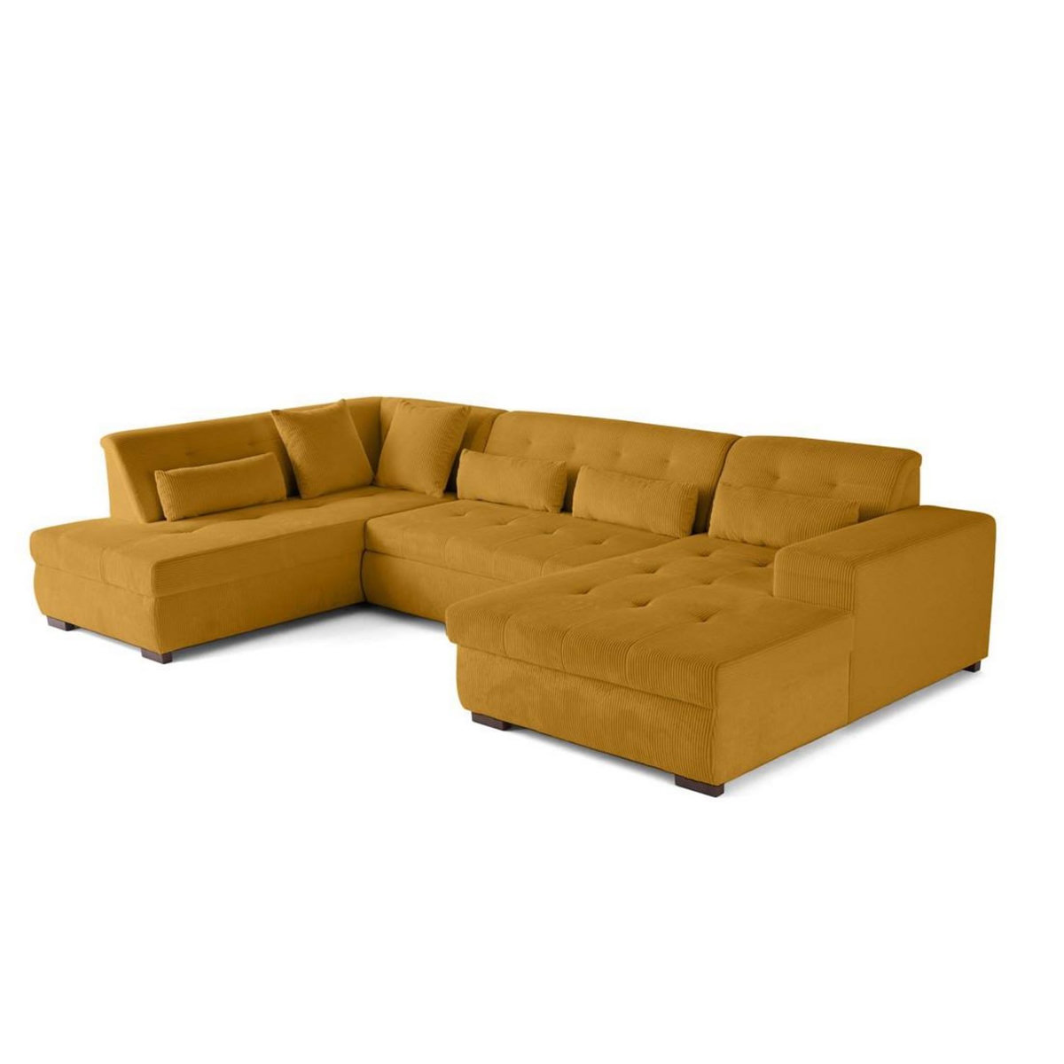 LISA DESIGN Vermont - canapé panoramique d'angle gauche - 7 places - convertible avec coffre - en velours côtelé
