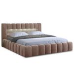 BEST MOBILIER Cleo - lit coffre avec led - 180x200 cm - sommier inclus - en velours. Coloris disponibles : Marron, Vert, Gris, Bleu, Jaune, Blanc, Rose