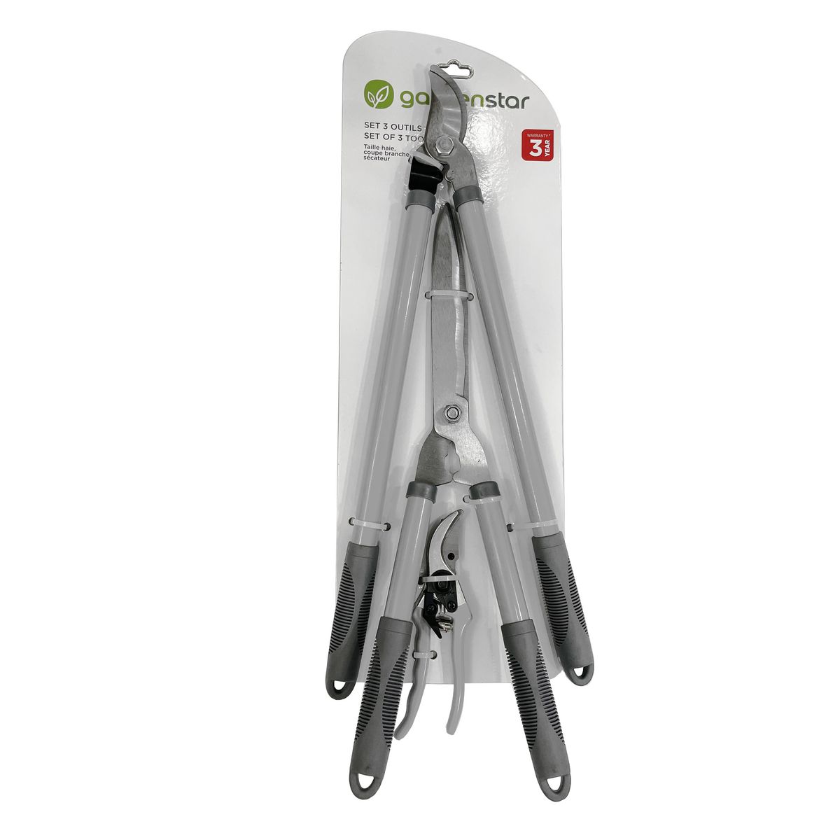 GARDENSTAR Ensemble d'outils de découpe 3PCS : Cisaille à haies, coupe-bordure et sécateur