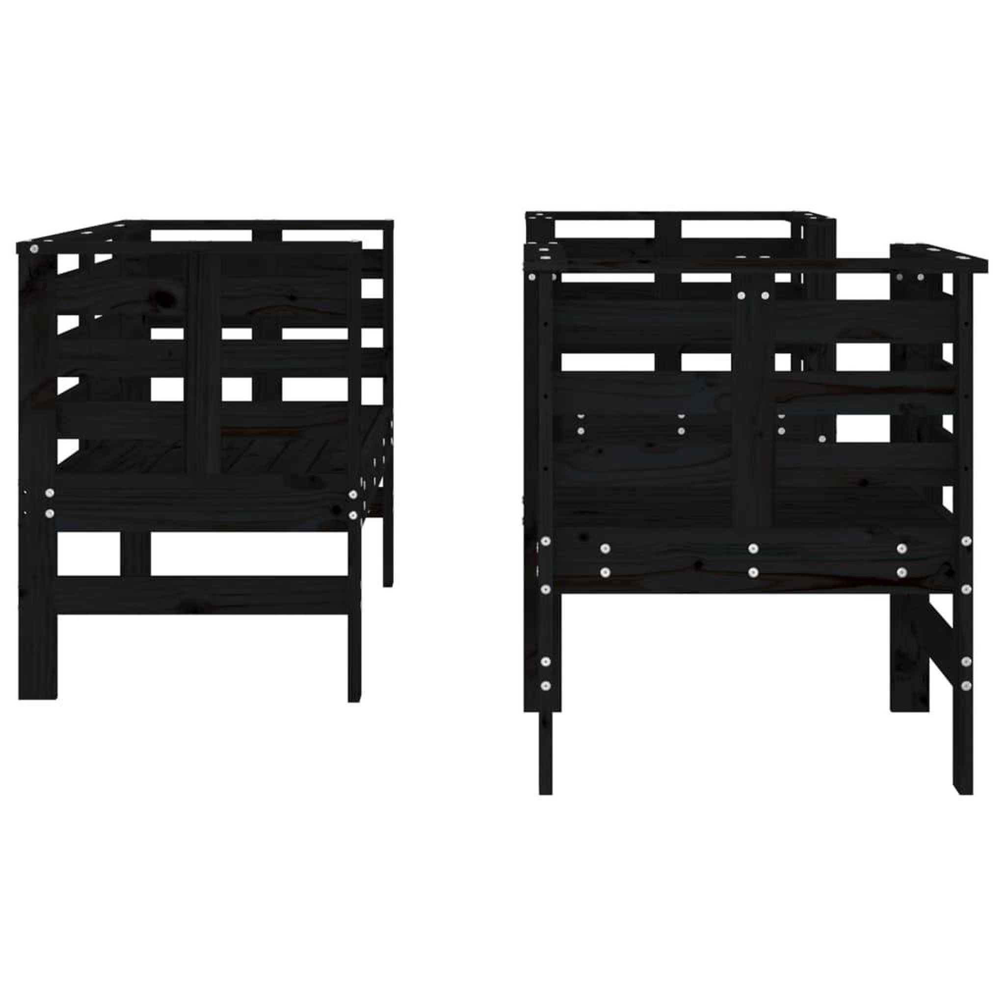 Voir la diapositive 5 : VIDAXL Salon de jardin 3 pcs noir bois massif de pin