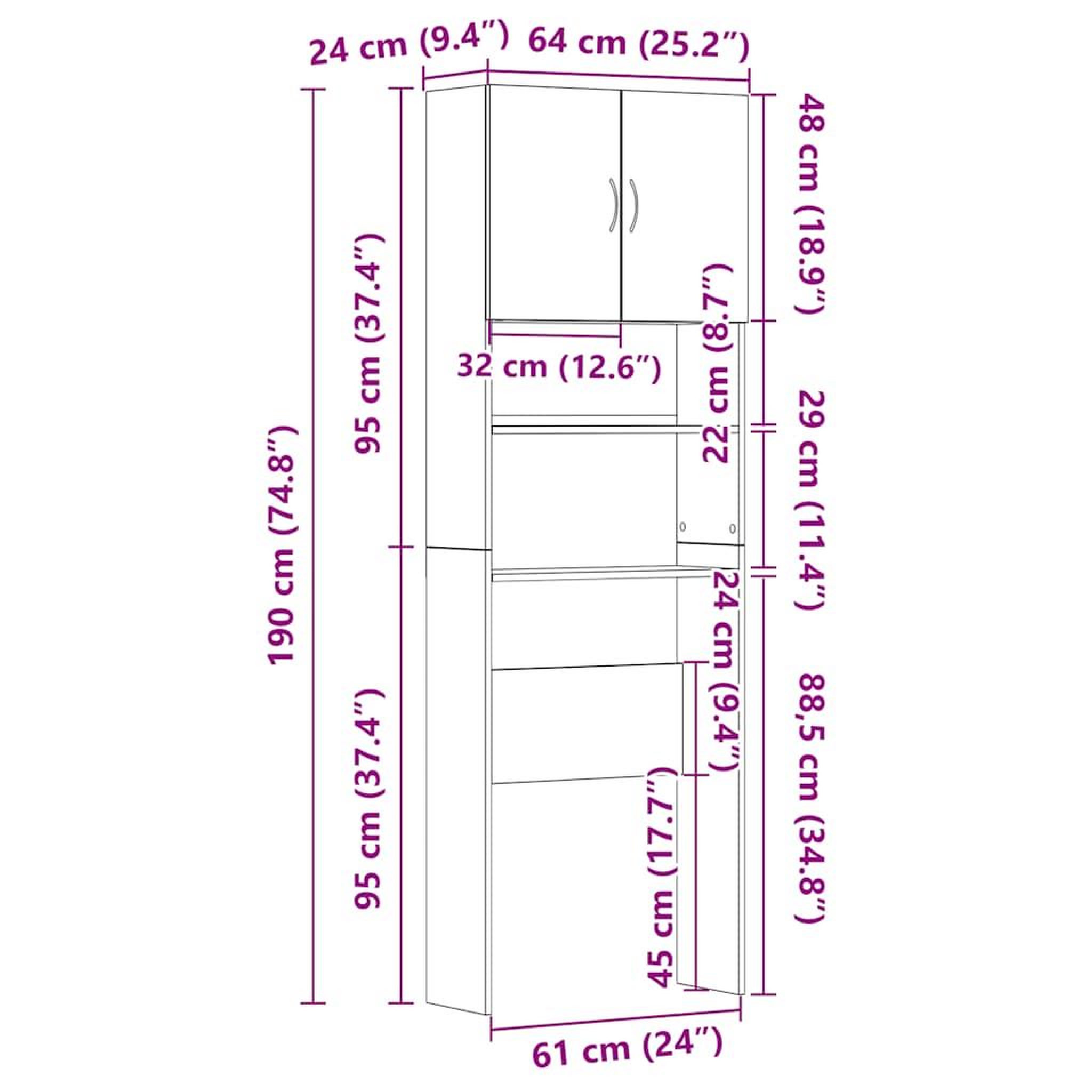 Voir la diapositive 6 : VIDAXL Meuble de machine a laver sonoma gris bois d'ingenierie