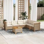 VIDAXL Salon de jardin avec coussins 7 pcs beige resine tressee